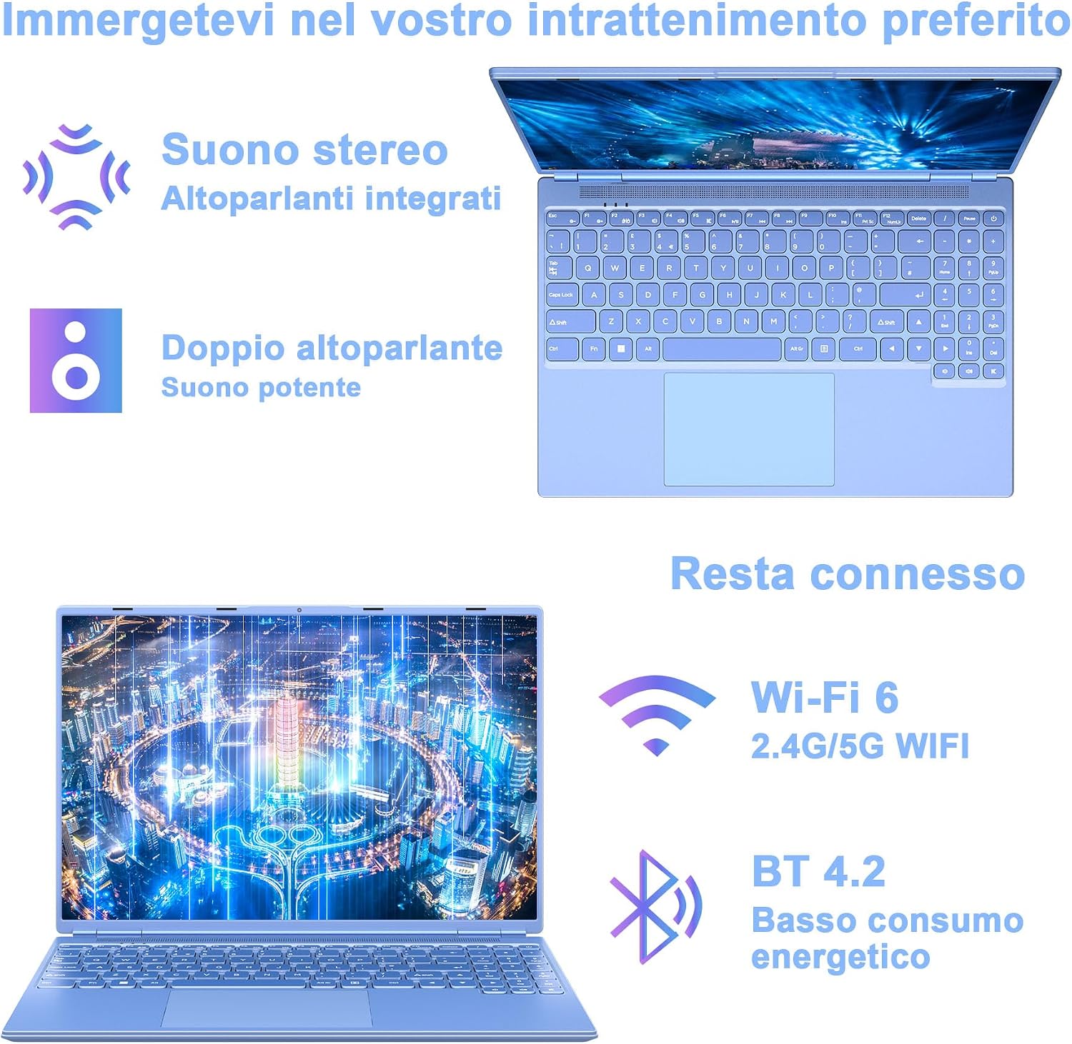 Detalle de NOTODD PC Portatile Win11 - 16'', 12GB RAM, 512GB SSD espandibile fino a 1TB, Celeron N5095, schermo 2K/Full HD