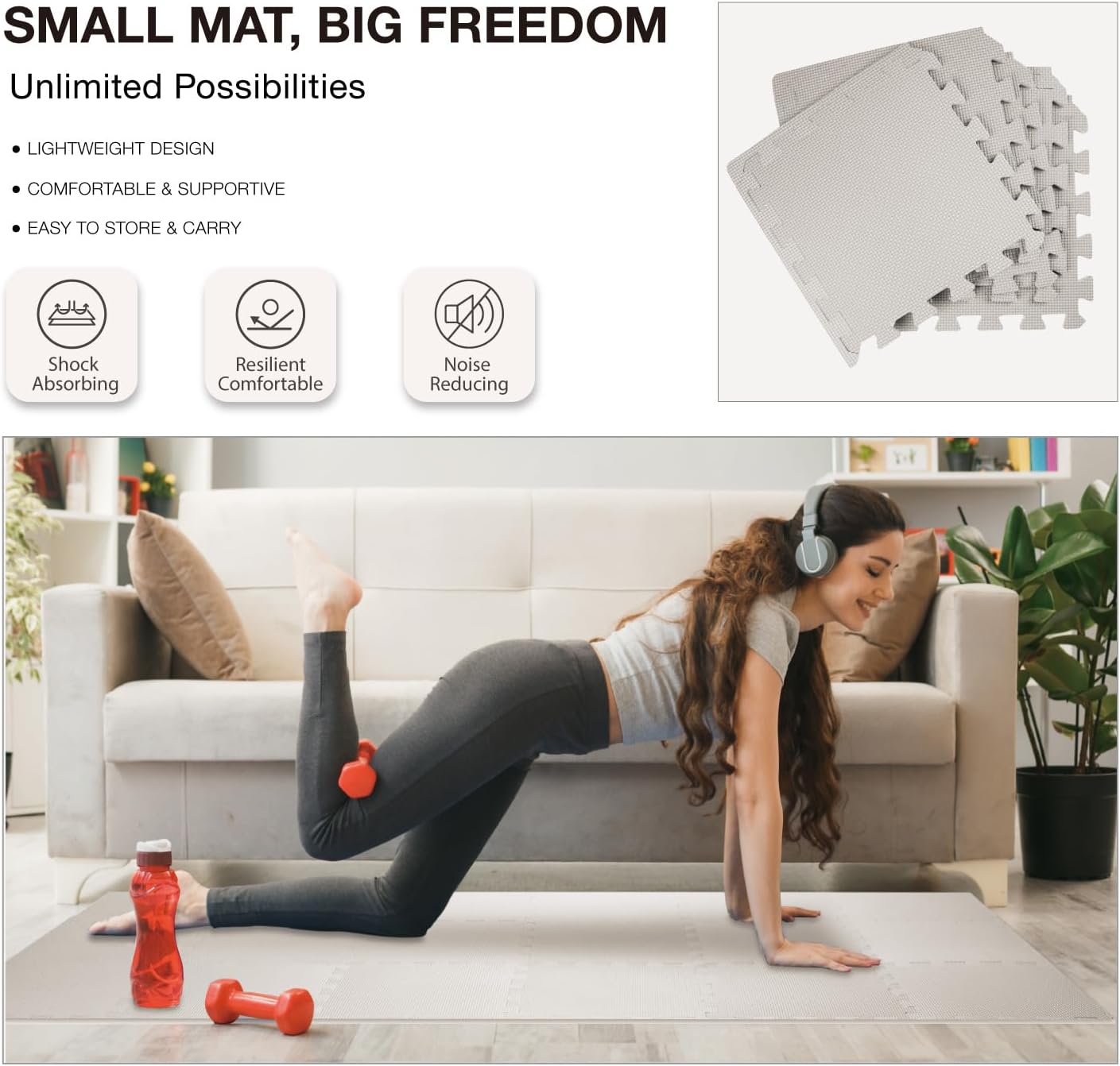 Detalle 2 de AIRHOP 12x12In 18-Tile Gym Mat 1.67 m2 ๐ง