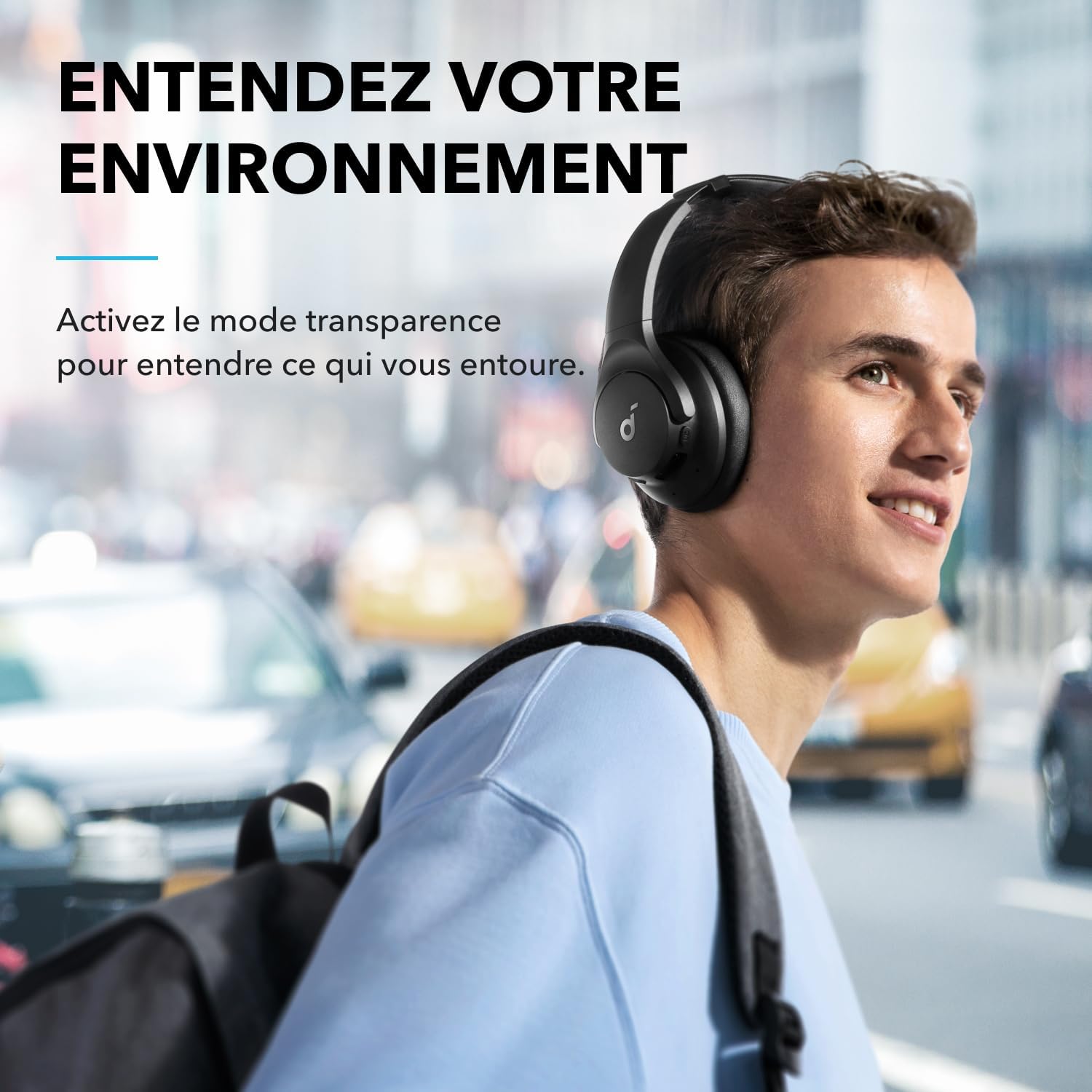 Detalle de Soundcore par Anker Q20i : Casque Bluetooth sans fil avec ANC hybride et personnalisation audio
