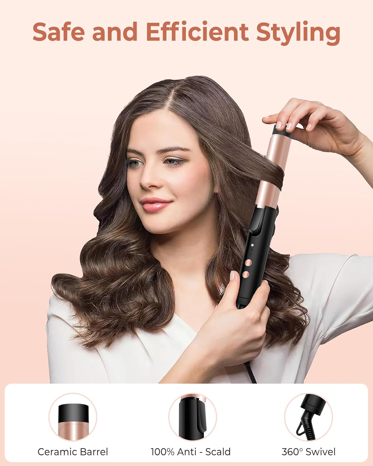 Thumbnail 5 de UKLISS 25mm Mini Curling Tongs (160–200℃) with 3 Heat Levels, Double Voltage Travel Friendly Ceramic Iron – Compact Black