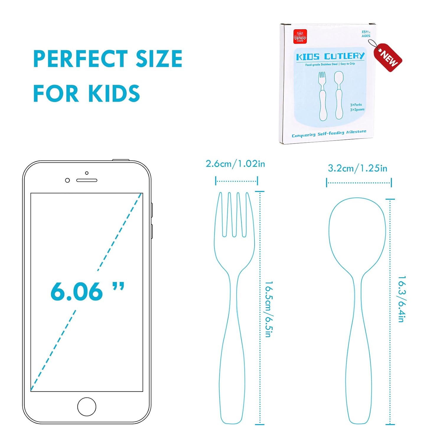 Thumbnail 6 de Lehoo Castle Kinderbesteck 6-teilig (ab 1 Jahr) aus Edelstahl & Kunststoff – Gabeln und Löffel mit Tierwelt-Motiv