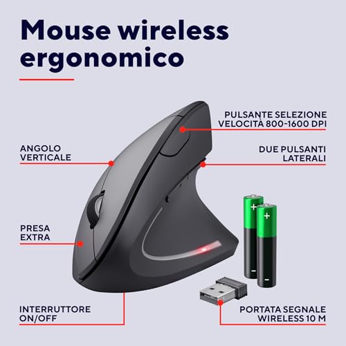 Thumbnail 1 de Trust Verto Mouse Verticale Wireless: mouse ergonomico verticale per una postura più naturale