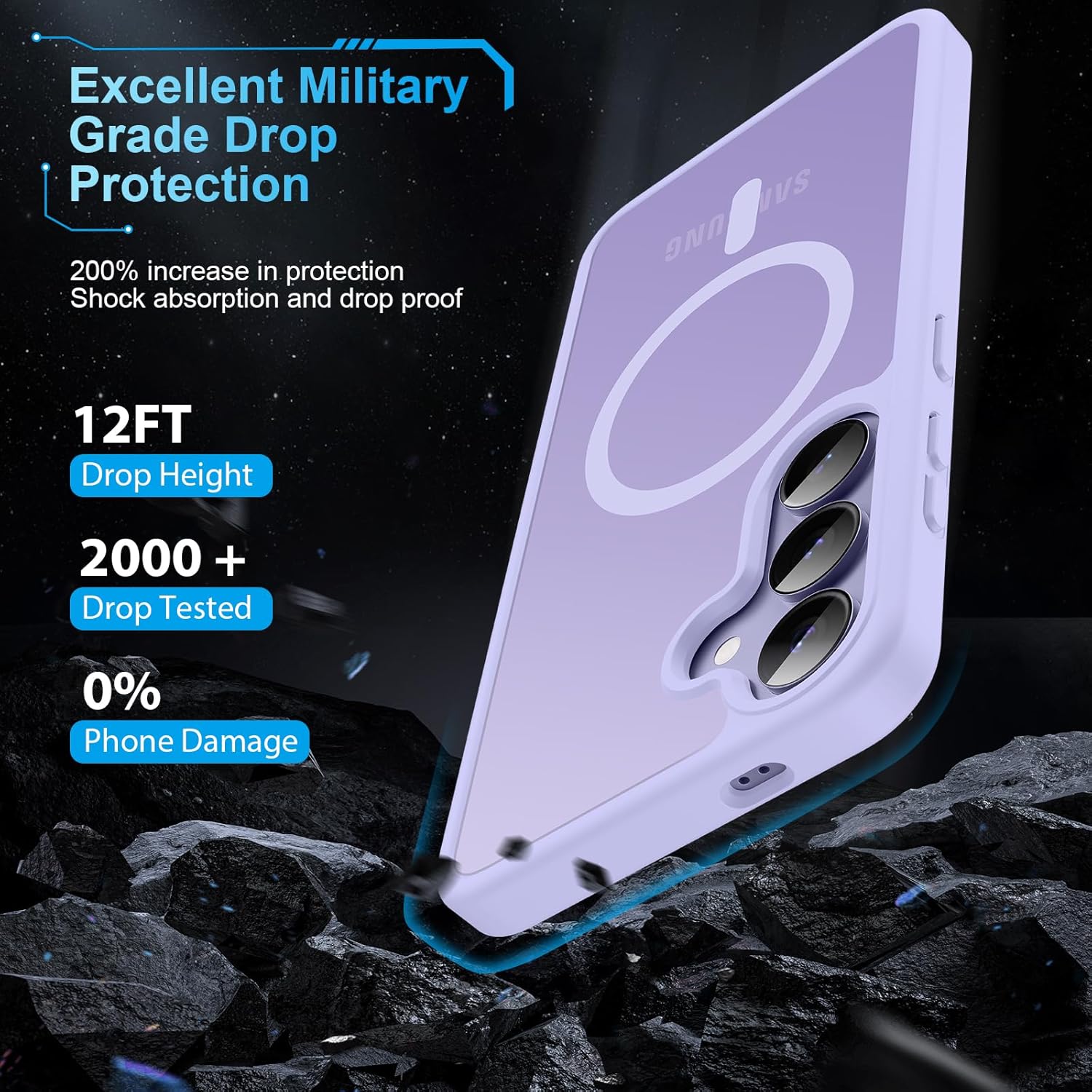 Thumbnail 3 de TQIAHF Magnetic Case with Tempered Glass for Samsung Galaxy S25 5G / S24 5G (Purple)