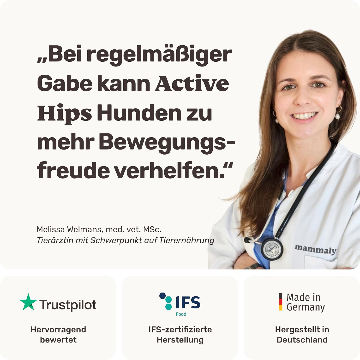 Detalle de 11-in-1 Grünlippmuschel Hund Gelenktabletten – Active Hips Leckerli (325 g) von mammaly