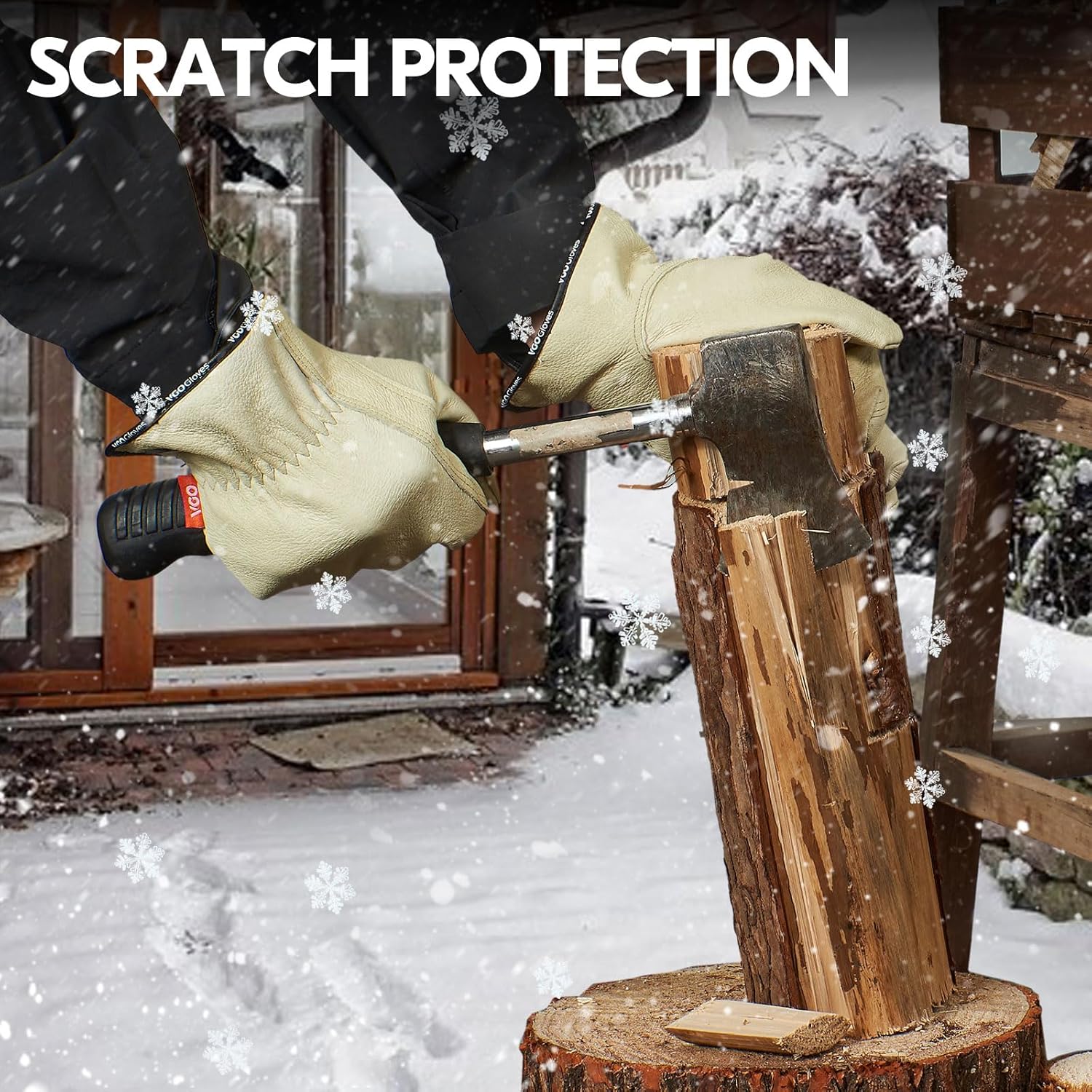 Thumbnail 4 de Vgo... PA9501FLWP guanti da lavoro invernali in pelle di maiale 0°C/32°F (1 paio) per edilizia e rigger