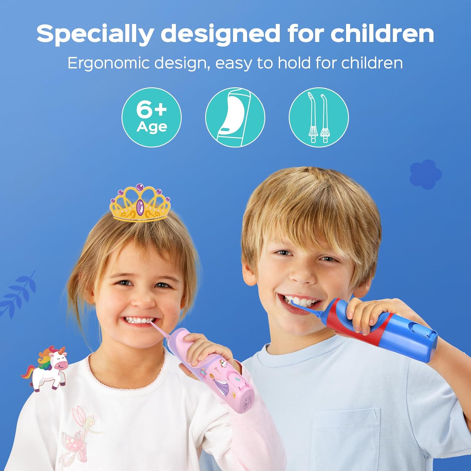 Detalle 2 de COSLUS C31 Kids Water Flosser, 4 Modes, 150 mL Tank, IPX7