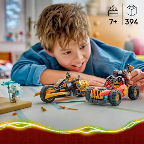 Detalle de LEGO Ninjago Véhicules Combinables de Kai et Cole (71864) – Moto et buggy, 3 minifigurines