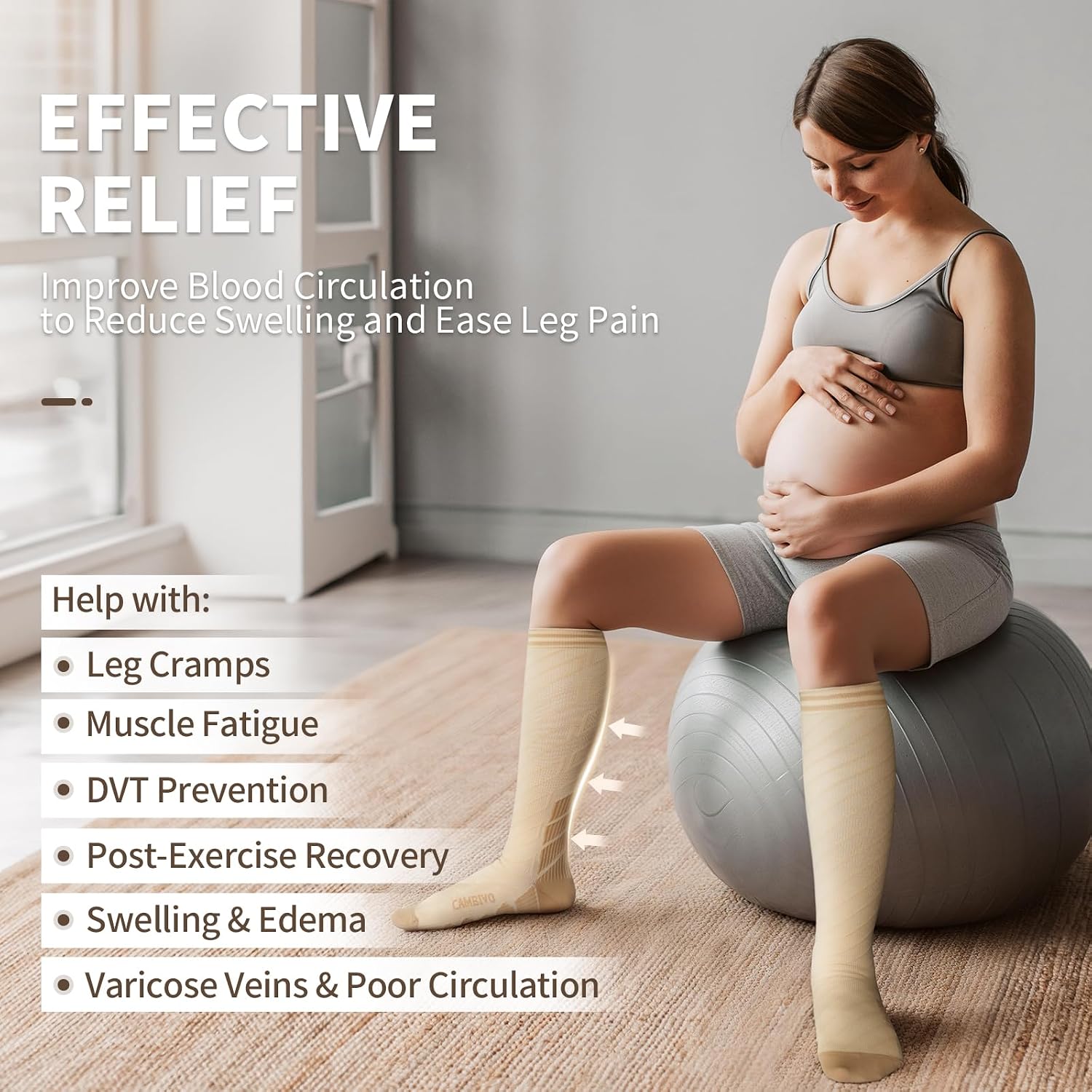 Detalle de CAMBIVO Compression Socks for Men and Women – 3-Pair Pack (20-30 mmHg) for Flight, Running, Pregnancy & Daily Support