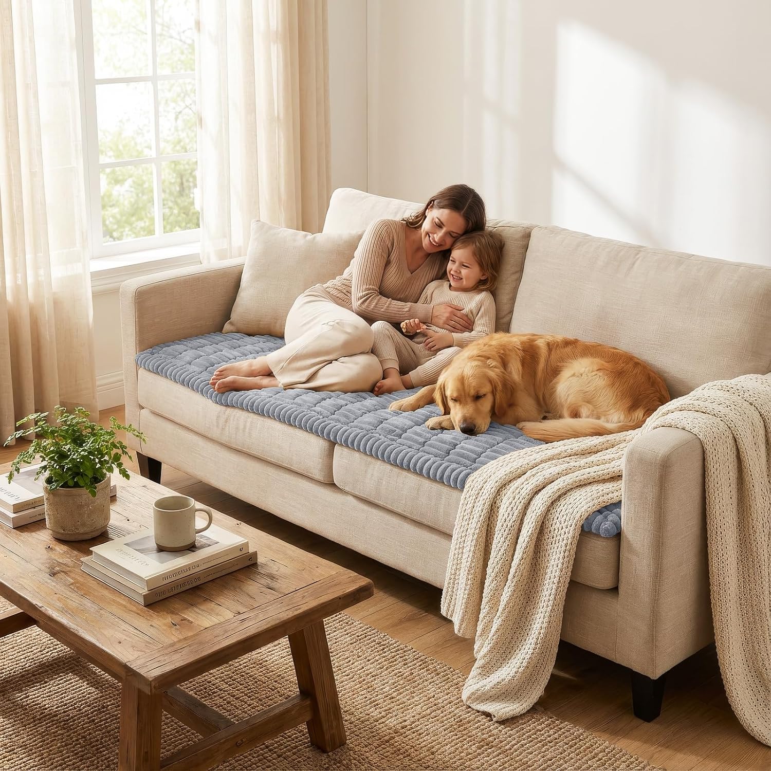 Detalle 2 de Smiry FLRCWDZ02 Couch Cover for Dogs, 27.6" Square, Gray Polyester