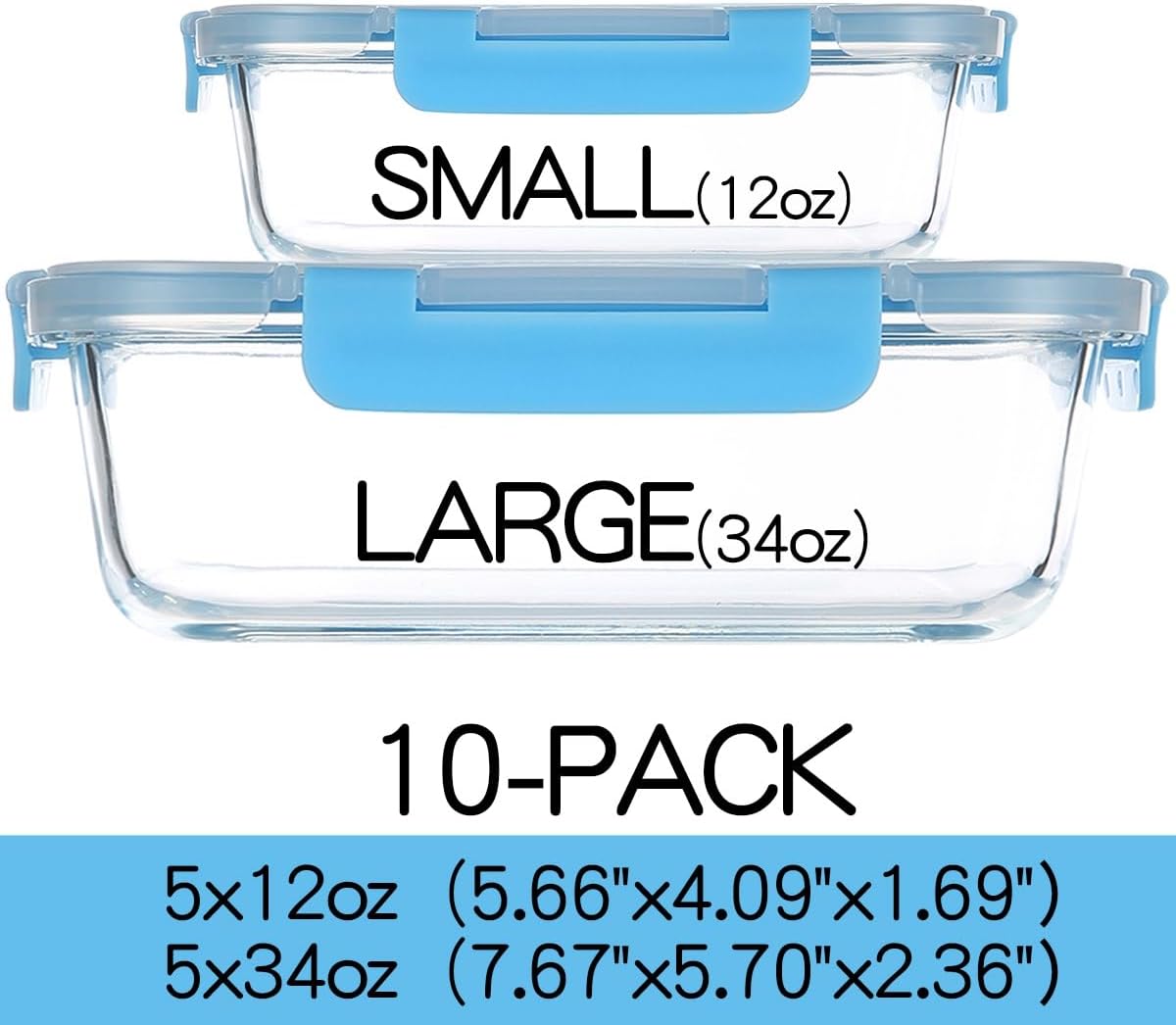 Detalle 2 de C CREST Glass Meal Prep Containers 10-pack ๐ฑ