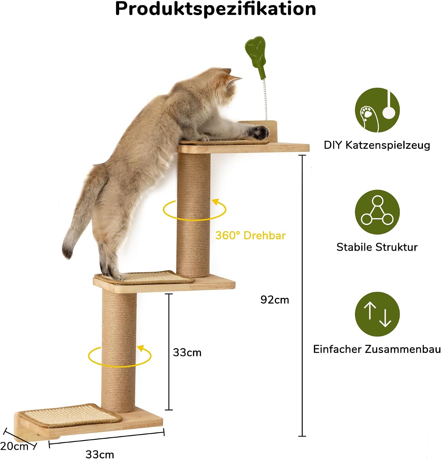 Thumbnail 2 de FUKUMARU Kletterwand Katzen 3‑in‑1 Wandregal