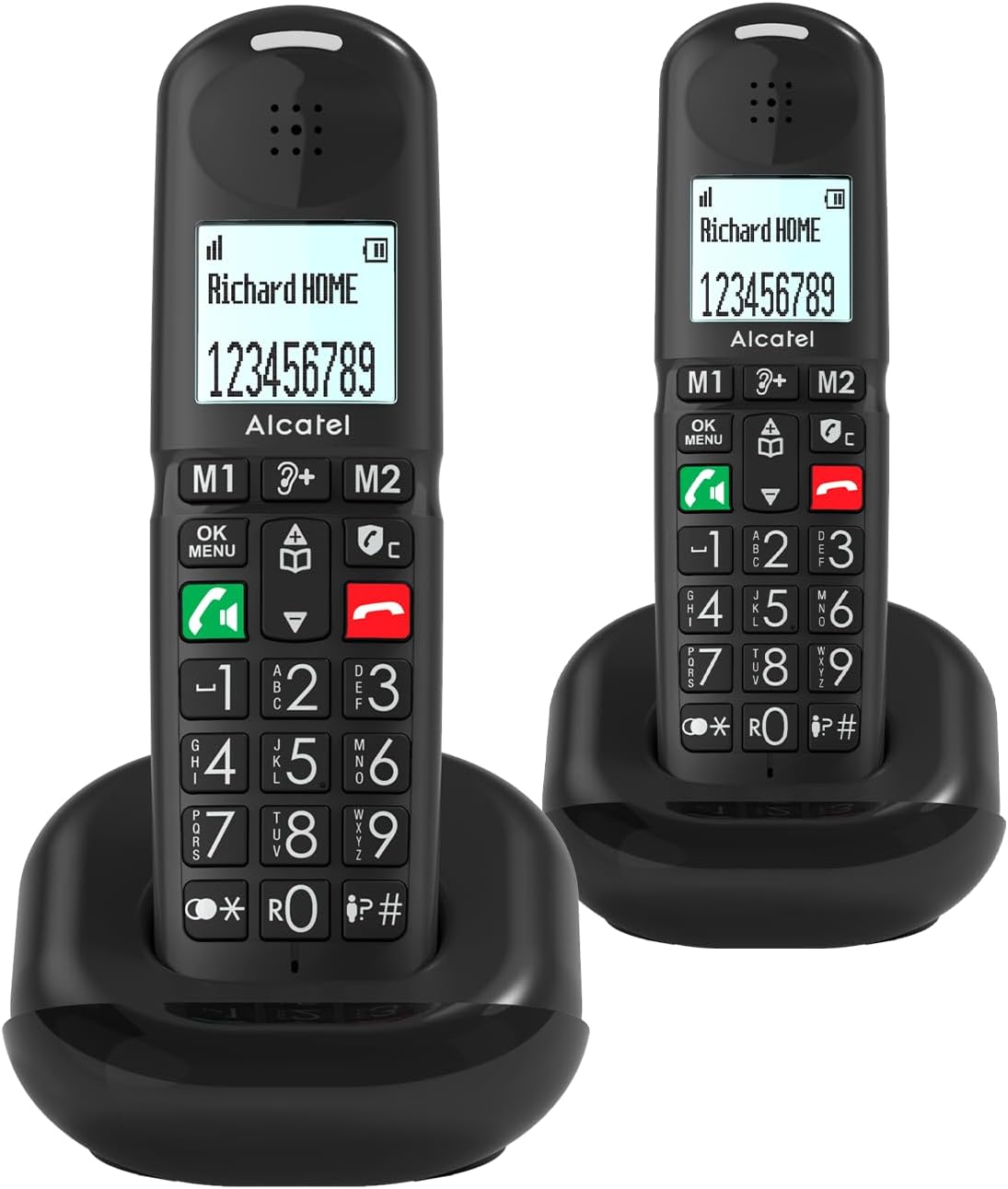 Detalle de Alcatel XL685 Duo trådlös fast telefon med stora tangenter och samtalsblockering