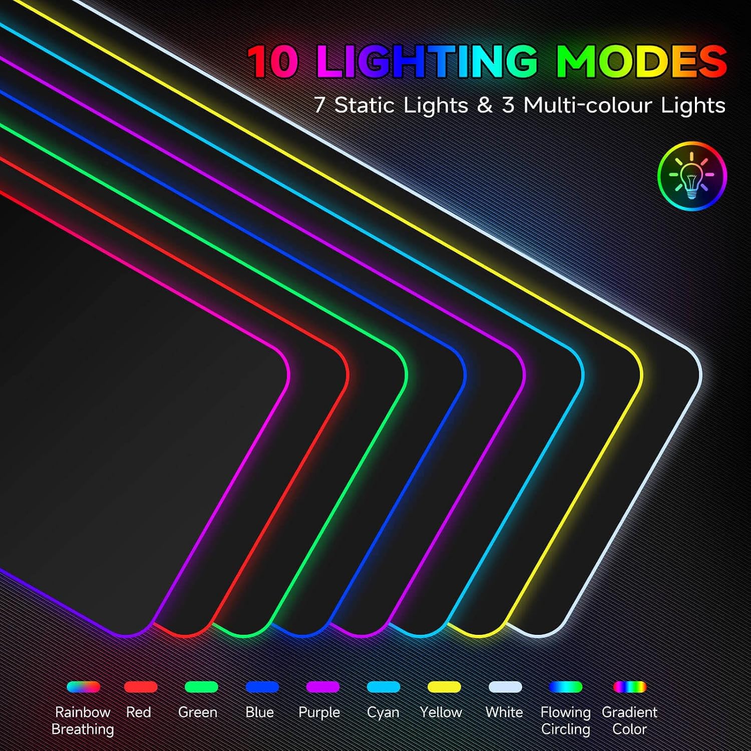 Detalle de Hcman Charging RGB Gaming Mouse Pad - Wireless 15W, Extra Large 80x30cm