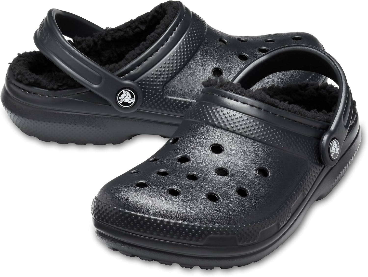Detalle 2 de Crocs Classic Unisex Lined Clog with Fuzzy Liner – Black, UK M8/W9