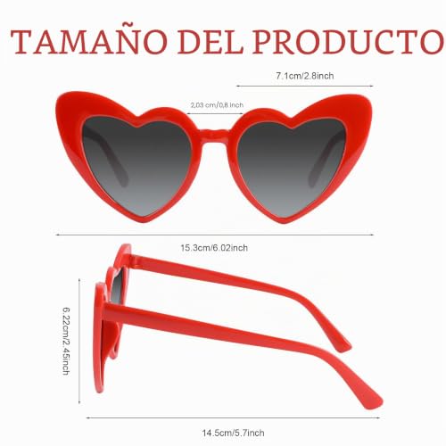 Thumbnail 1 de Bouiexye Paquete de lentes de sol en forma de corazón para despedida de soltera (Rojo) – pack de 10