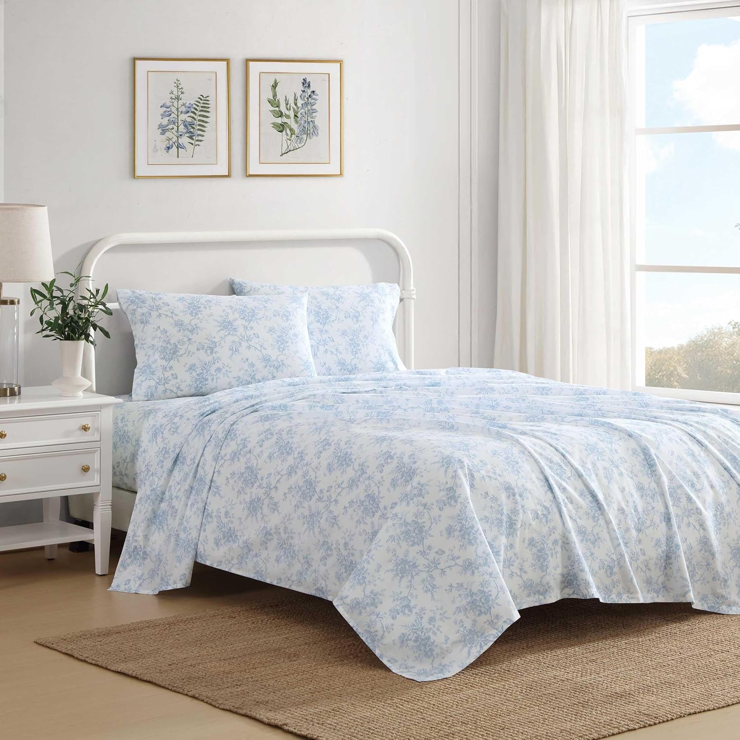 Thumbnail 6 de Laura Ashley Twin XL Sheet Set - Crisp 100% Cotton Percale with Deep Pockets (Floral Toile Pink)