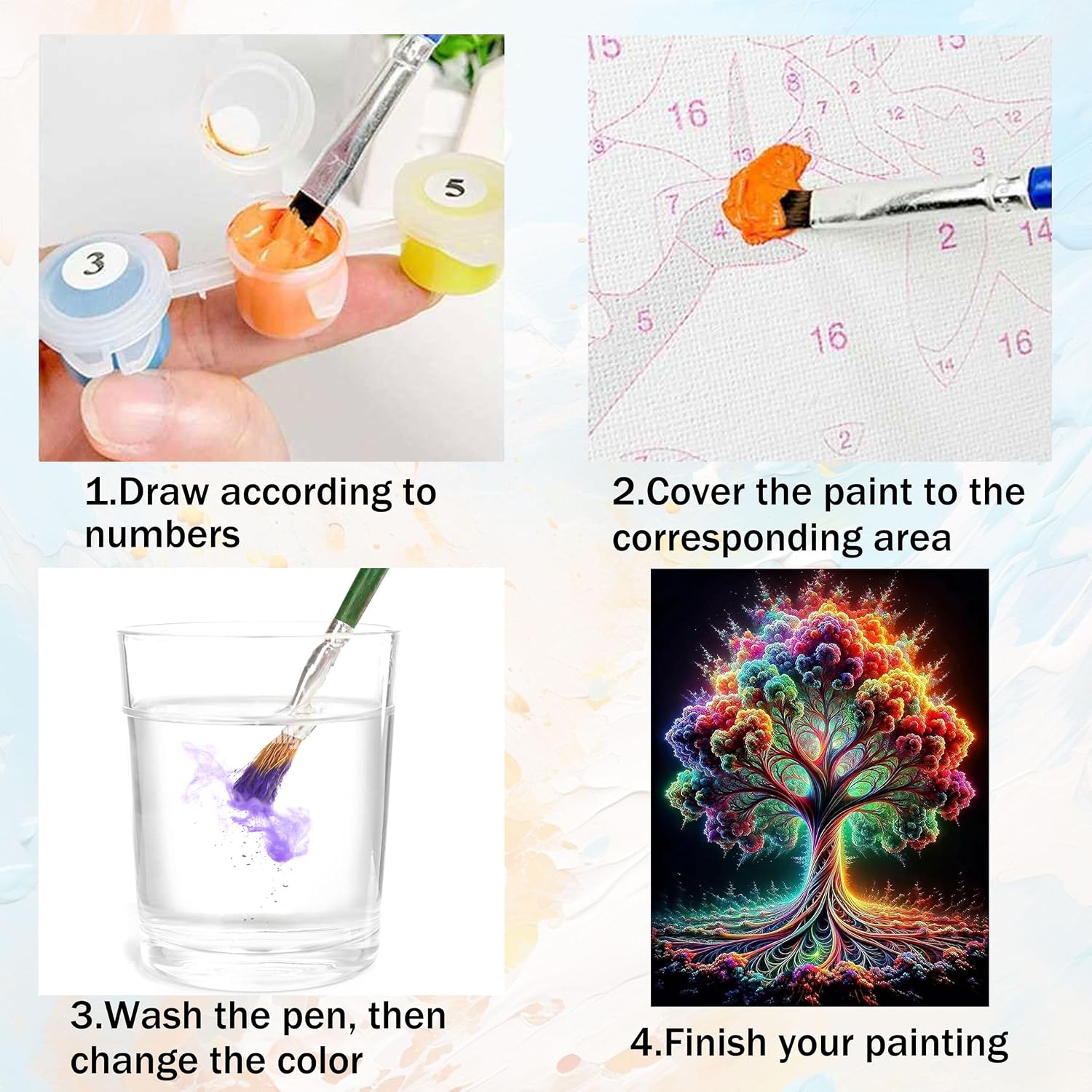 Thumbnail 4 de Hongyrjy Tree of Life Paint by Numbers for Adults – 12x16 inch Kit