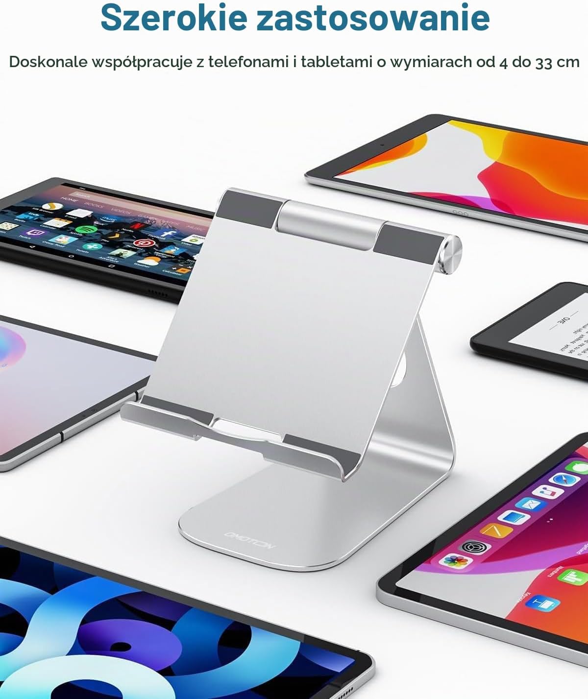 Detalle de OMOTON om-ipad pro stand silver – aluminiowy stojak na tablet, regulowany