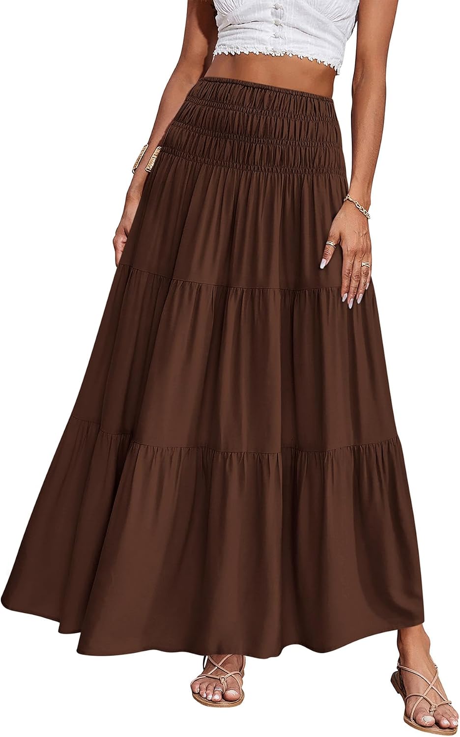 Thumbnail 6 de CFLONGE Summer Maxi Skirts for Women 2026 – Floral High-Waist Boho A-Line Maxi