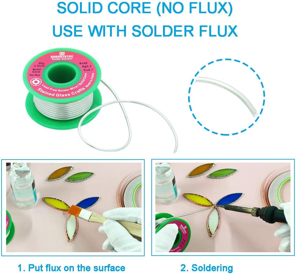 Detalle 2 de E ENERSYSTEC EST-2.0LDF50SD ステンドグラス用鉛フリーはんだ線 2.0mm・50g