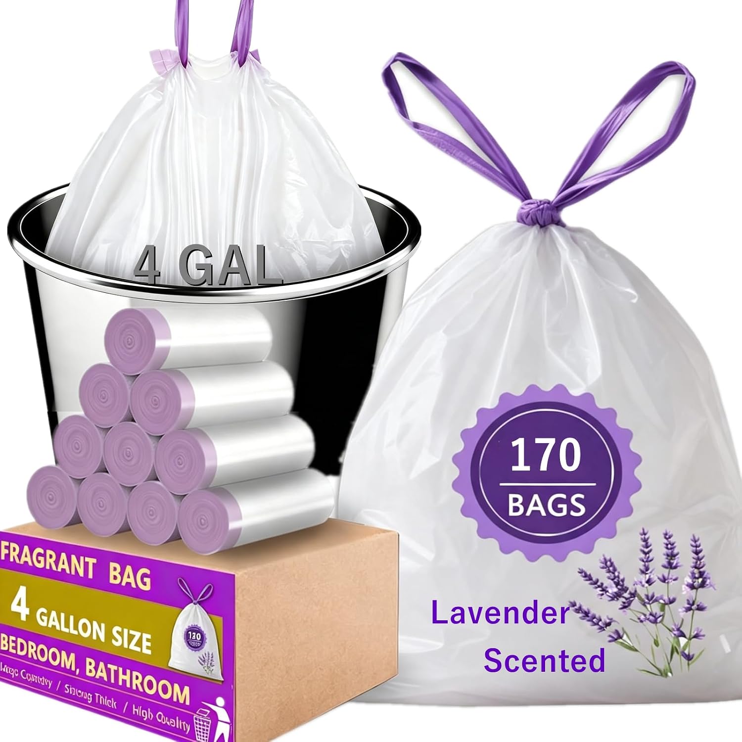 Detalle de 4-Gallon Drawstring Trash Bags