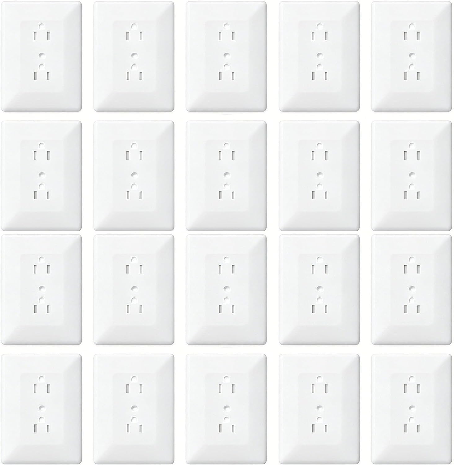 Detalle de ZEFTV Outlet Covers Wall Plate 20 Pack, Glossy White Polycarbonate Duplex Plates