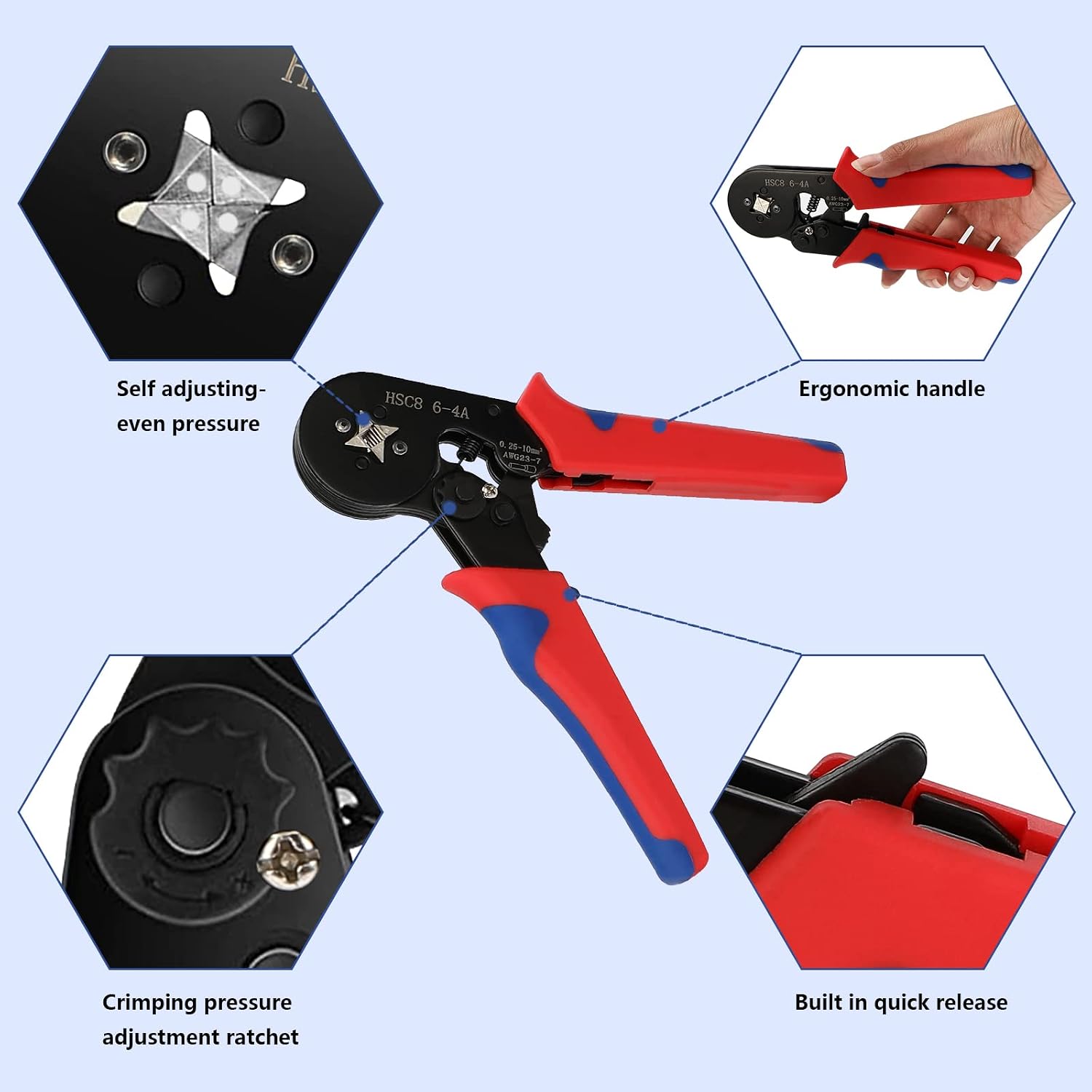 Detalle de Miiepls Aderendhülsen Set + Crimpzange Set – 1250 Stück, 0,25–10 mm², mit Sortierbox