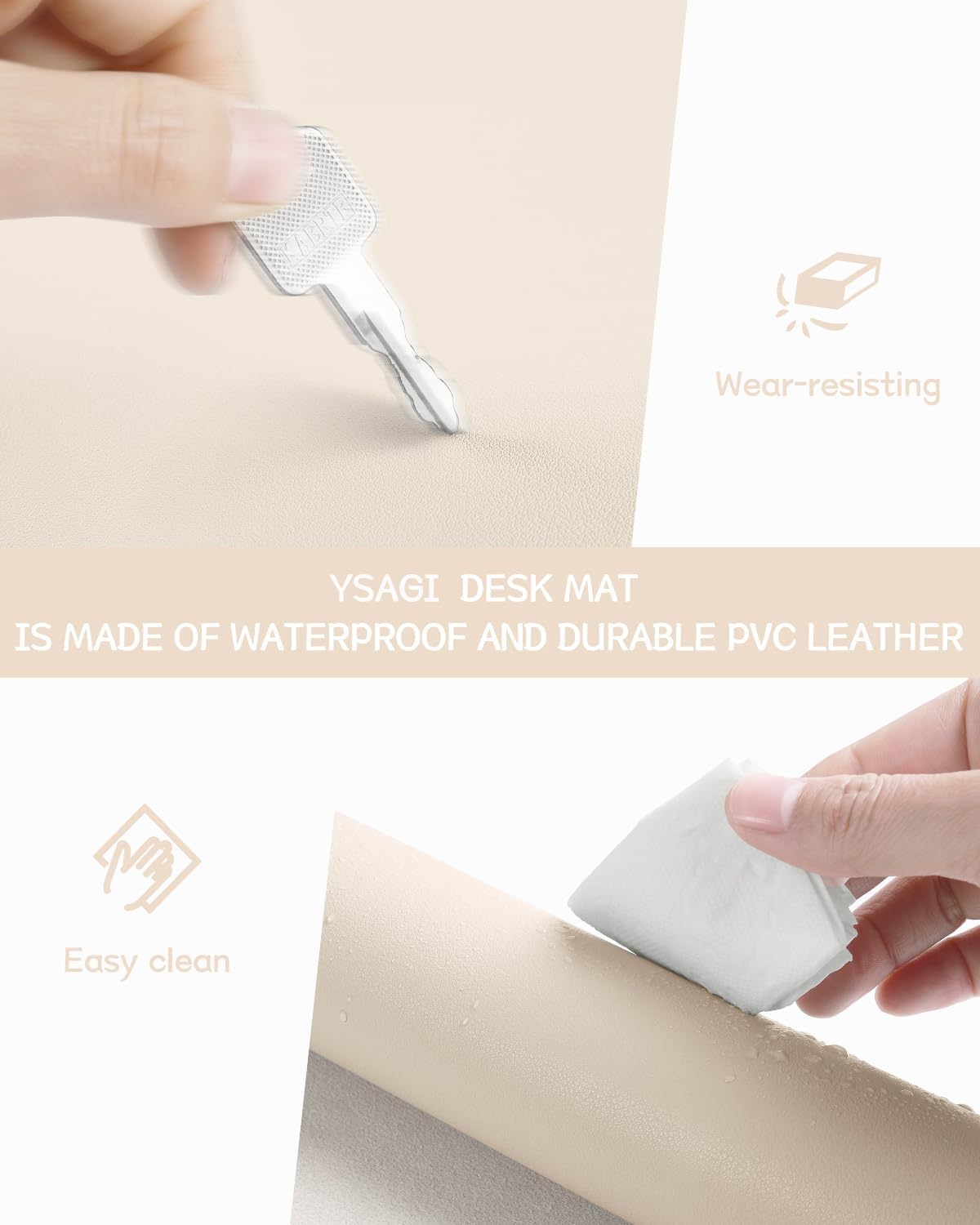 Thumbnail 4 de YSAGi Non-Slip Desk Pad: Waterproof, Ultra-Thin 90 x 43 cm Desk Protector in Beige