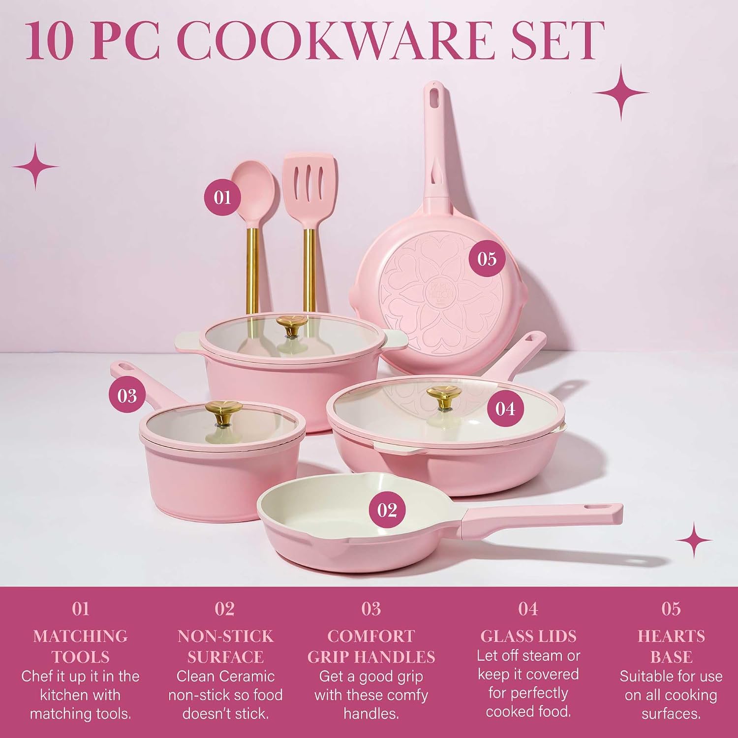 Thumbnail 1 de Paris Hilton Ceramic Cookware Set 10-Piece