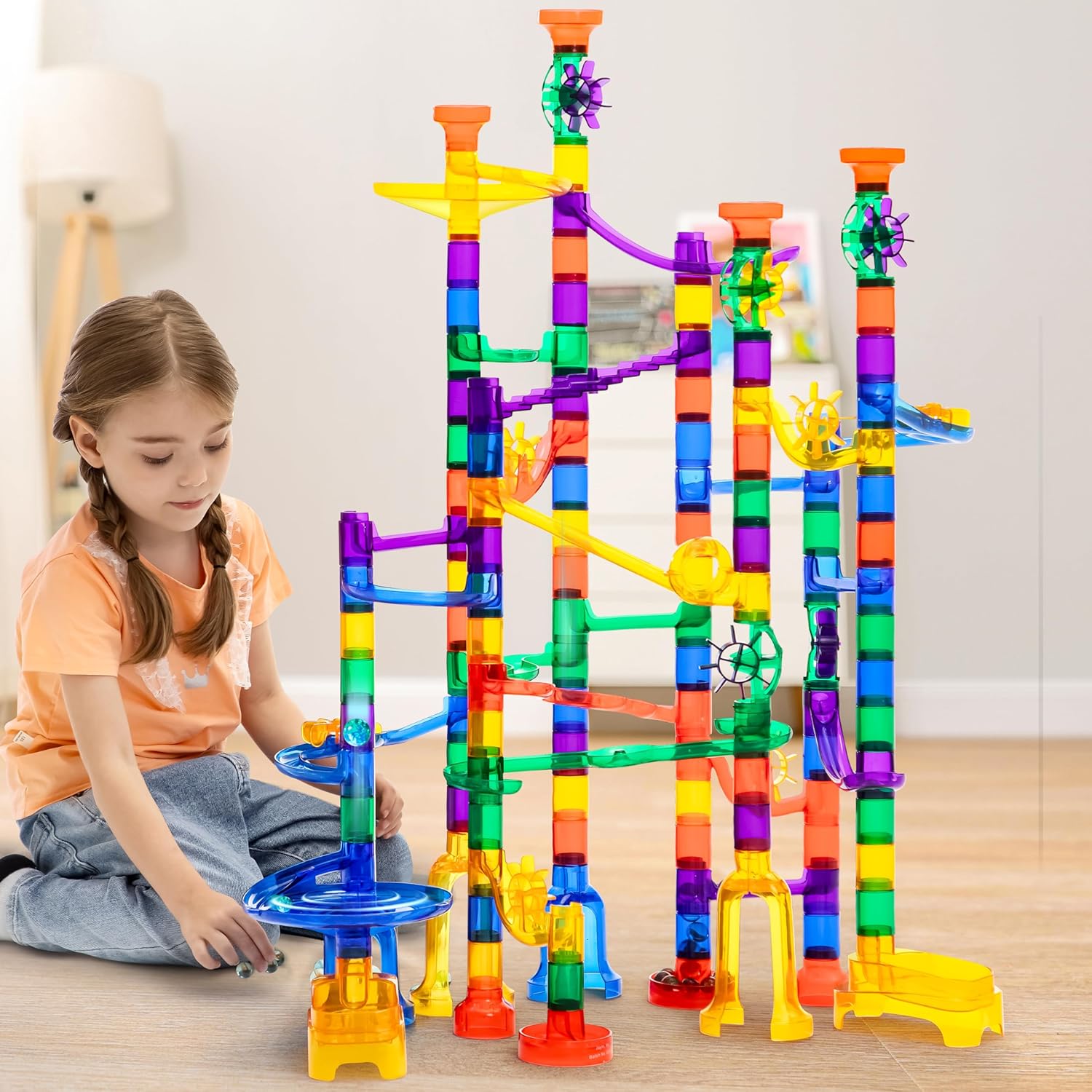 Thumbnail 5 de JOYIN 170-piece Glowing Marble Run building blocks set with glow-in-the-dark marbles