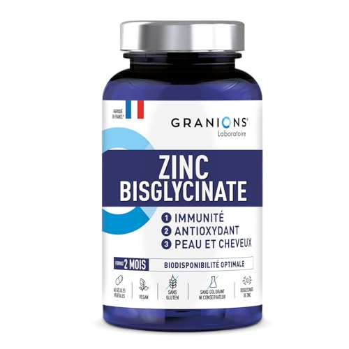 Detalle de Granions Zinc Bisglycinate – Immunité et Antioxydant, 60 gélules