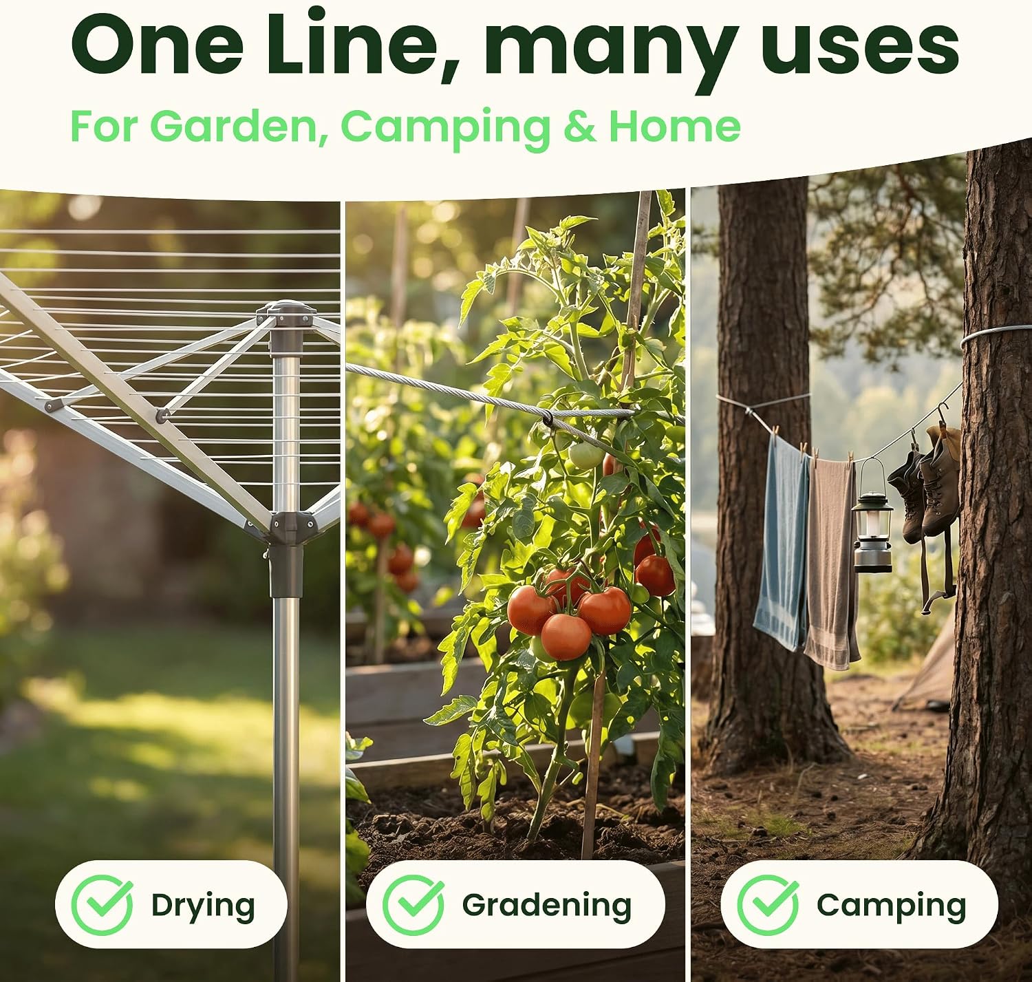 Detalle de SimplySmooth Clothes Line 30m – Steel-Core, Extra Strong and Stable
