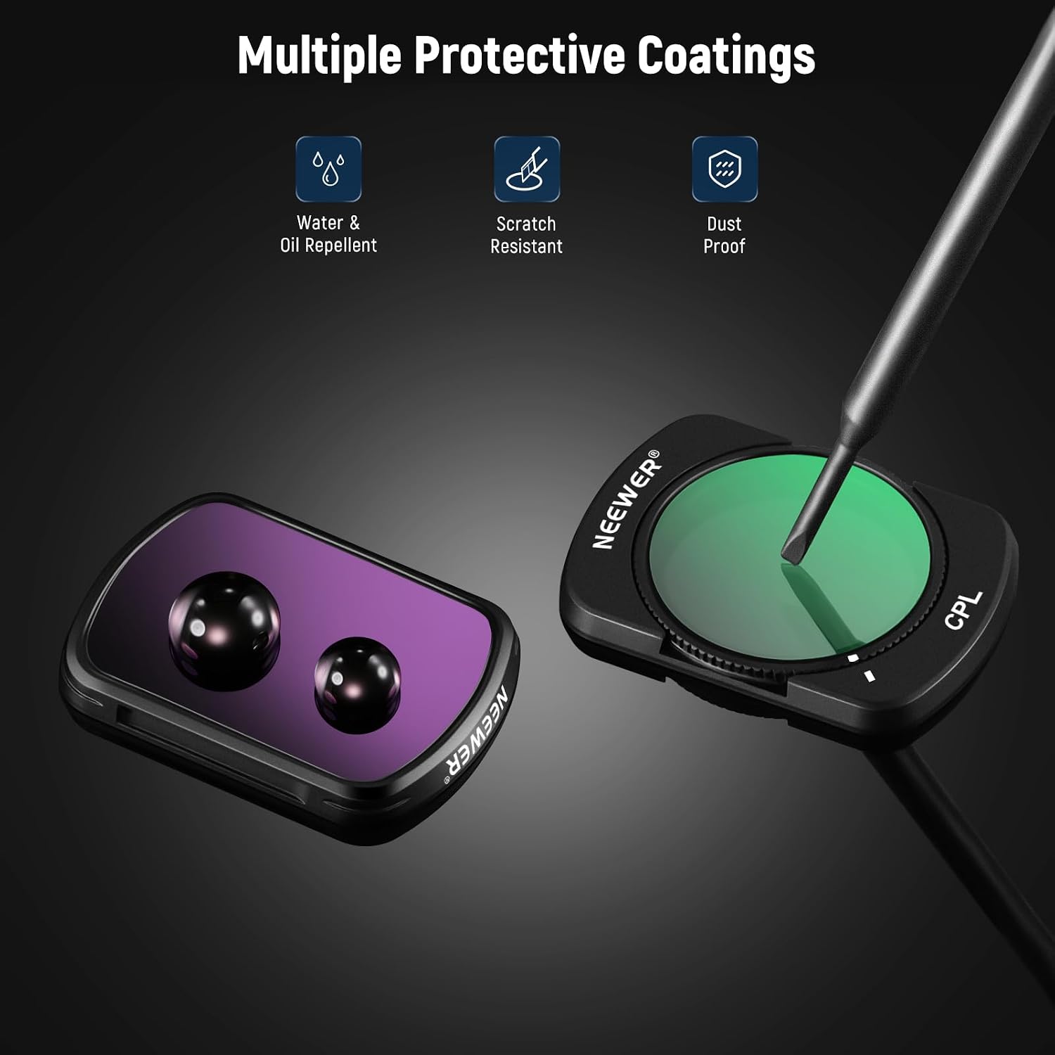 Thumbnail 6 de NEEWER HD CPL ND16/ND64/ND256 Filter Kit for DJI Osmo Pocket 3 / Pocket 4 and Xtra Muse