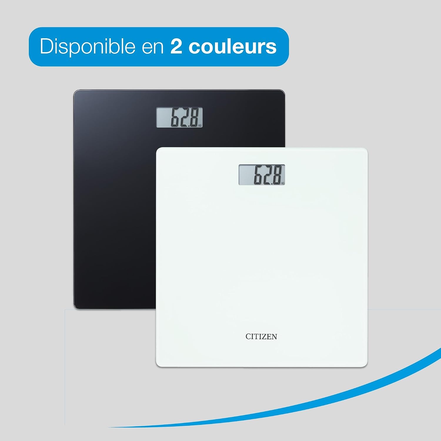 Detalle de Citizen HMS324 : pèse-personne numérique haute précision ultra-fin en verre trempé, Step-On (noir)