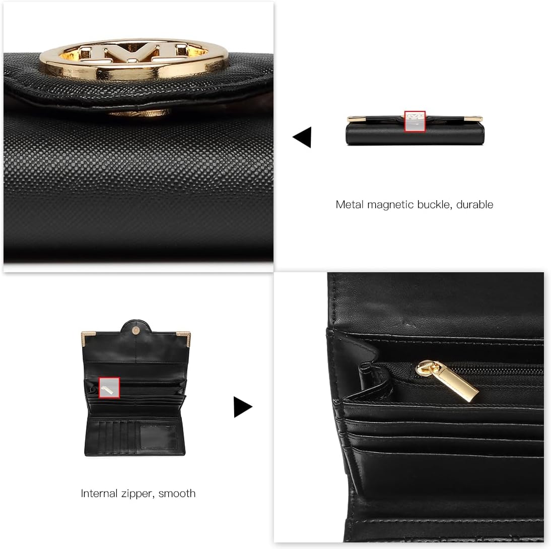 Detalle de Miss Lulu Portafoglio Donna Grande – Portamonete in Pelle Vegana, Elegante e Compatto
