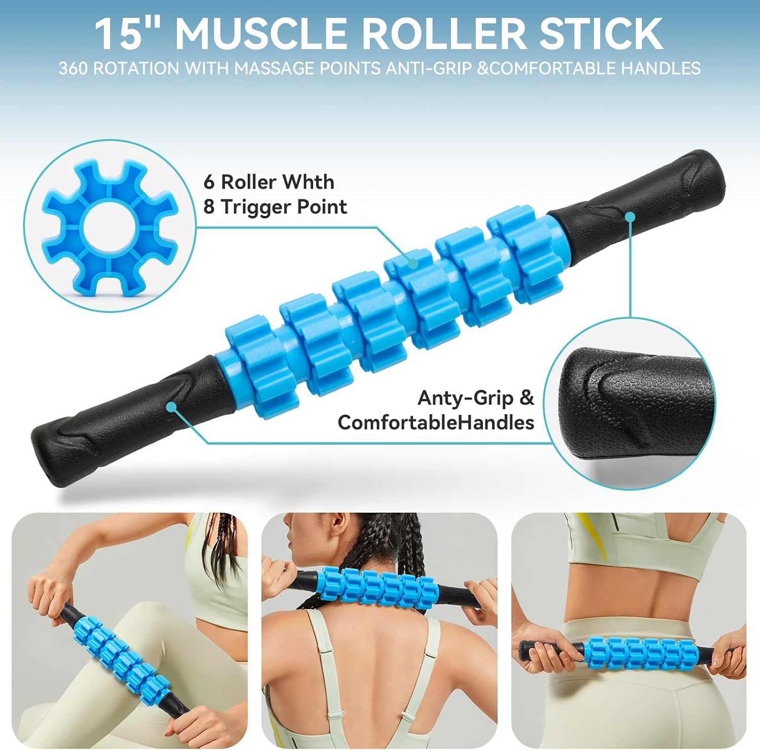 Detalle de Krightlink 2320 5-in-1 Foam Roller Set with Massage Ball and Stretching Strap