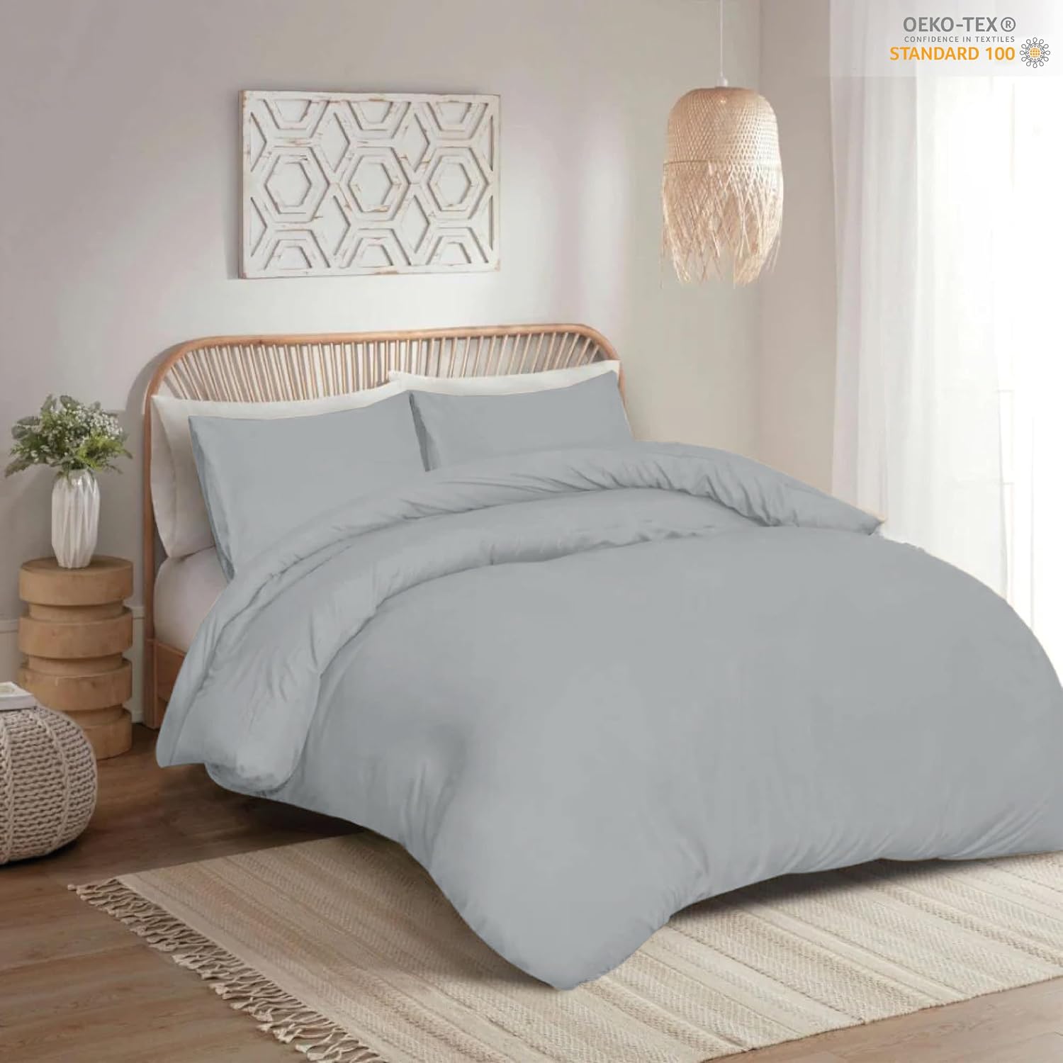 Detalle 2 de funky gadgets Super King Duvet Set – Soft Brushed Microfiber, Grey