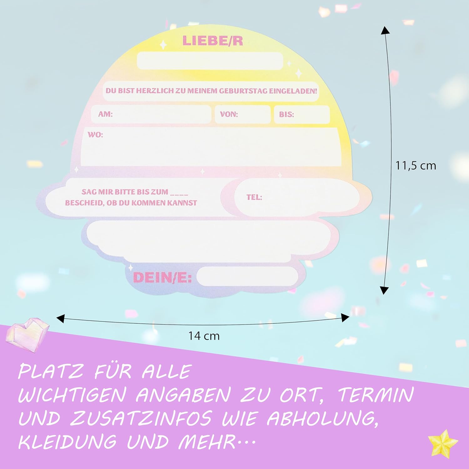 Thumbnail 3 de CraftWerk Einhorn Einladungskarten 12er Set – Geburtstagseinladungen mit Regenbogen, 14 x 11,5 cm