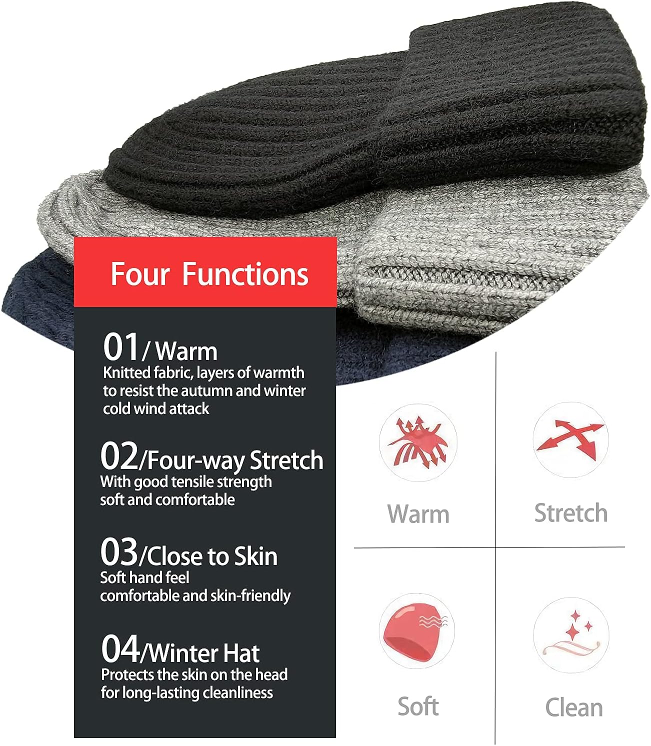 Thumbnail 3 de Irzaki Herren Beanie – Wintermütze mit Fleece-Manschette, Strickwolle und Totenkopf für Outdoor & Alltag