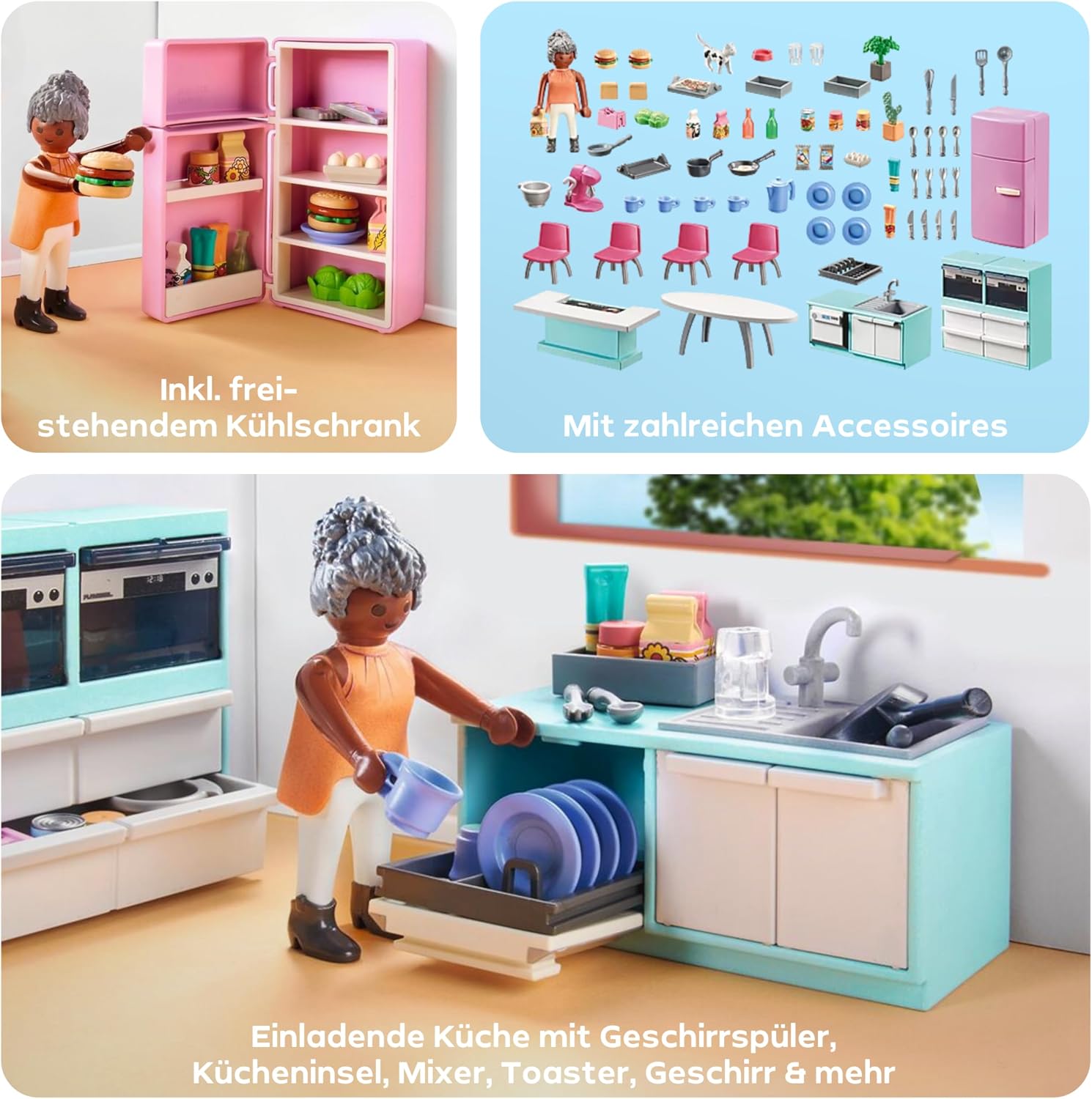 Detalle de PLAYMOBIL MyLife 71608 Küche mit Essplatz – realistische Spielküche ab 4 Jahren