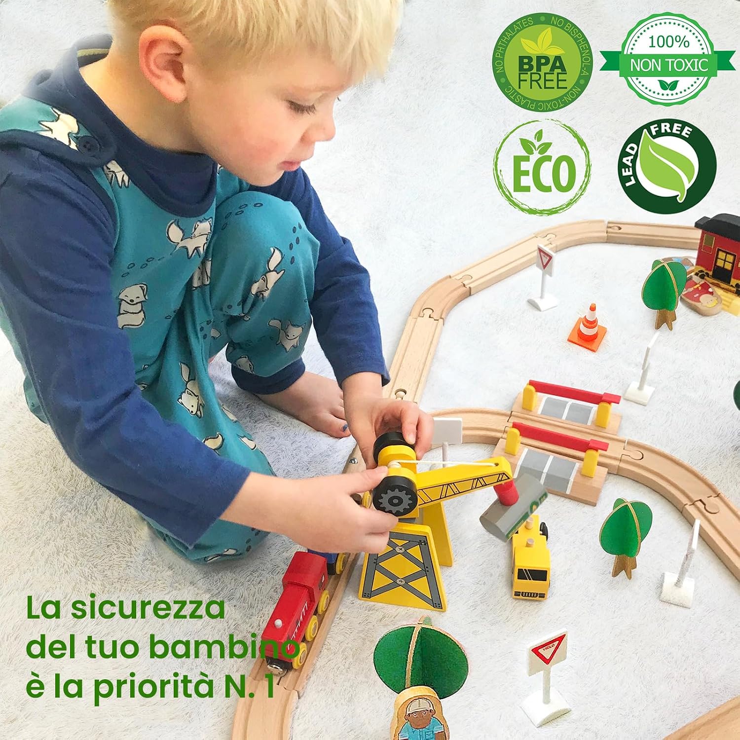 Detalle de Tiny Land 55 pezzi set treni 🚂