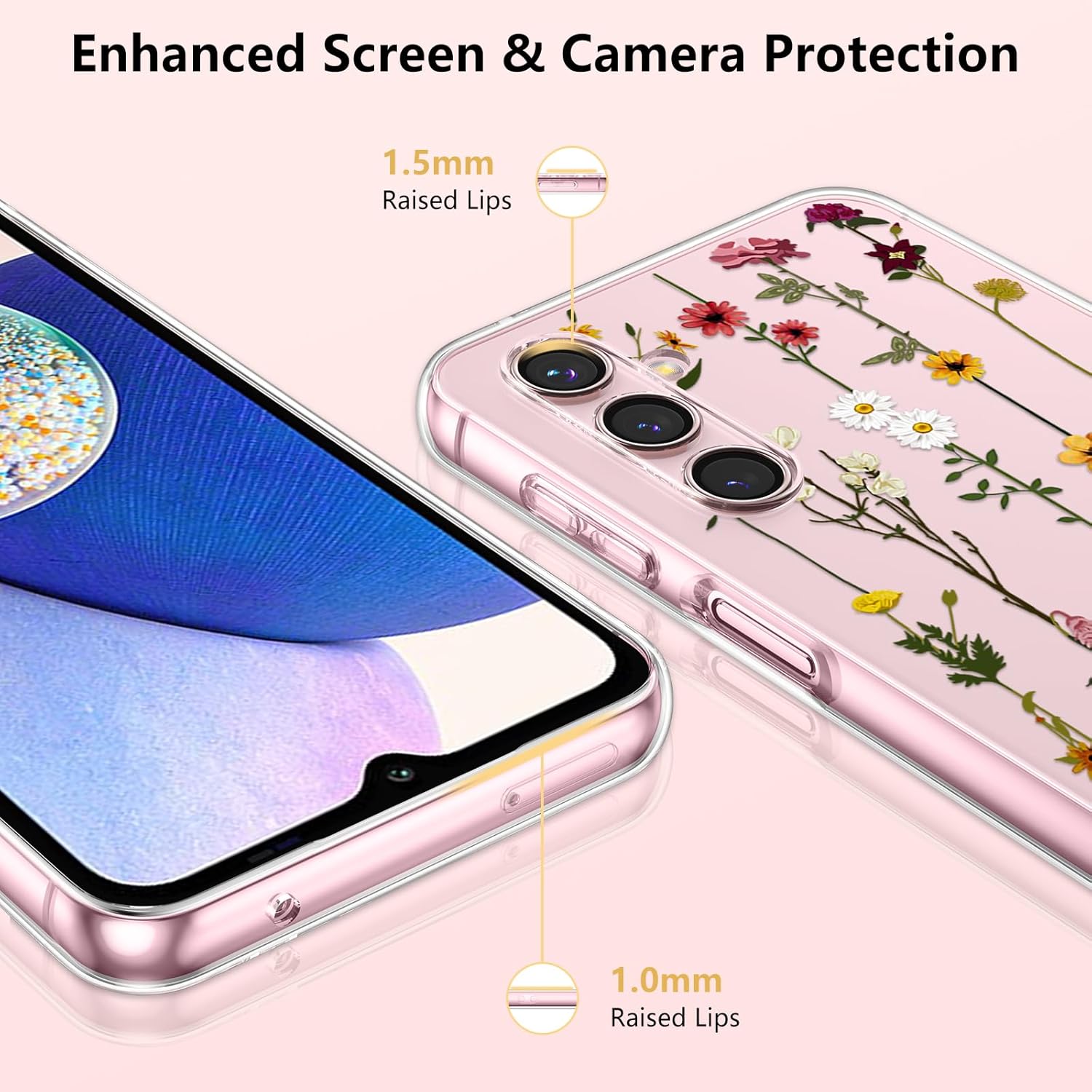 Thumbnail 2 de ZTOFERA Floral Silicone Case for Samsung Galaxy A15 (4G/5G) – Clear with climbing flower pattern