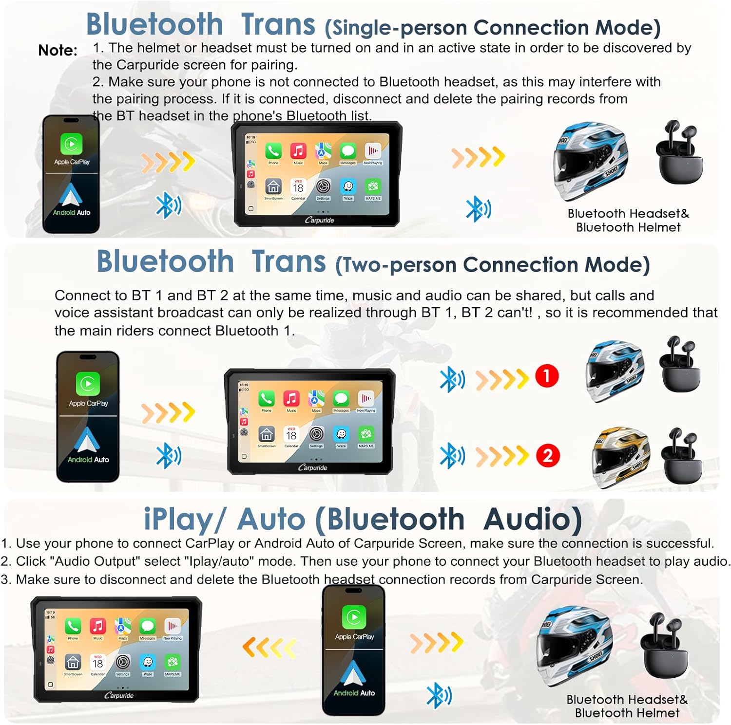 Thumbnail 4 de Carpuride W702BS Pro 7" Motorcycle CarPlay screen