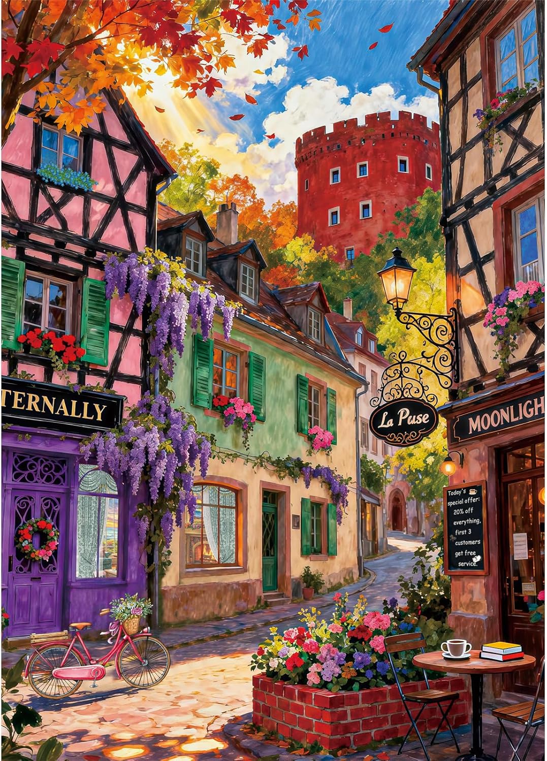 Detalle de HUADADA Puzzle 500 Teile – Klassische Puzzle für Erwachsene, Europäisches Dorf