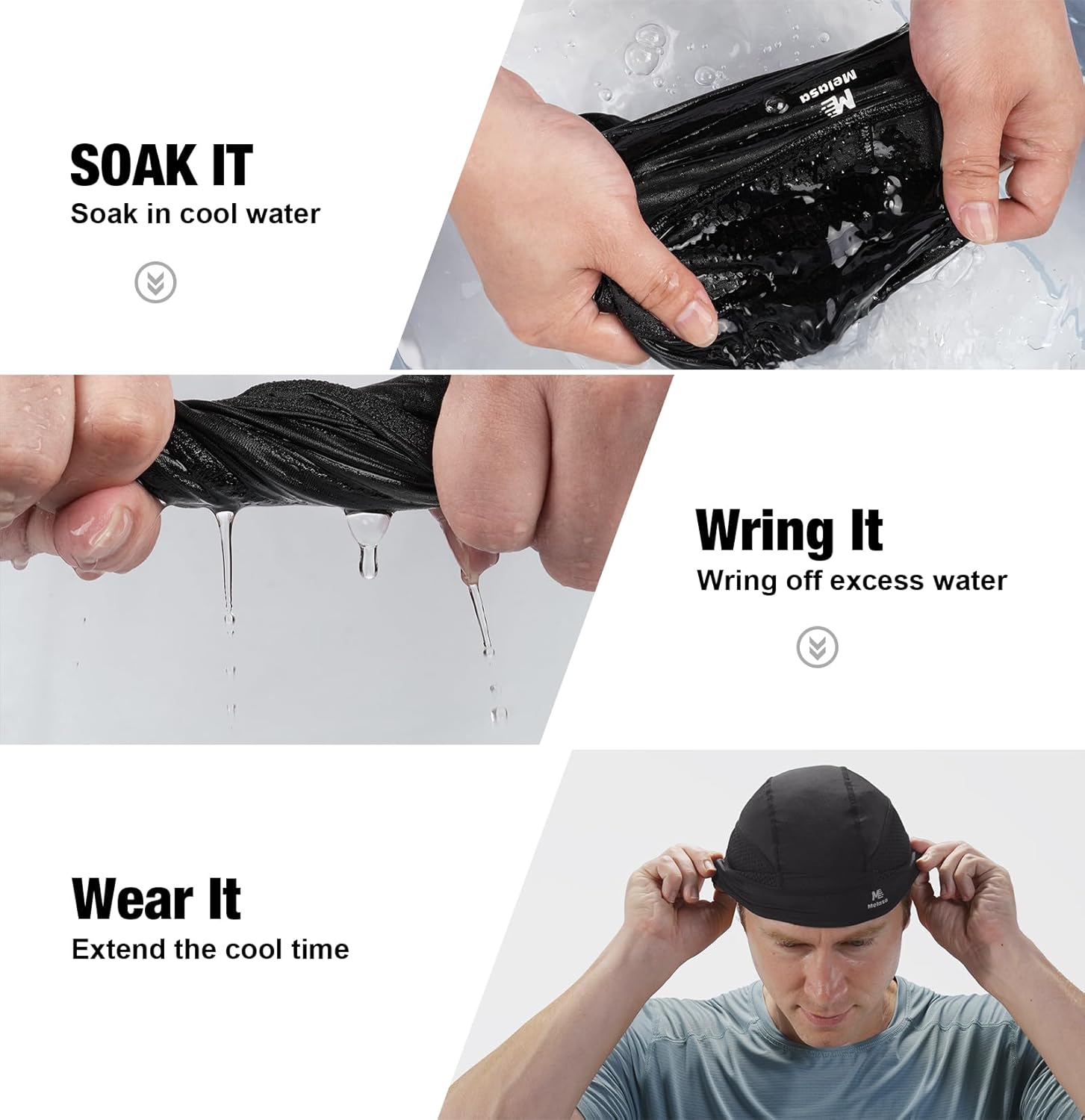 Detalle de MELASA Cooling Skull Caps Helmet Liner (Lightweight Mesh Sweat Liner)