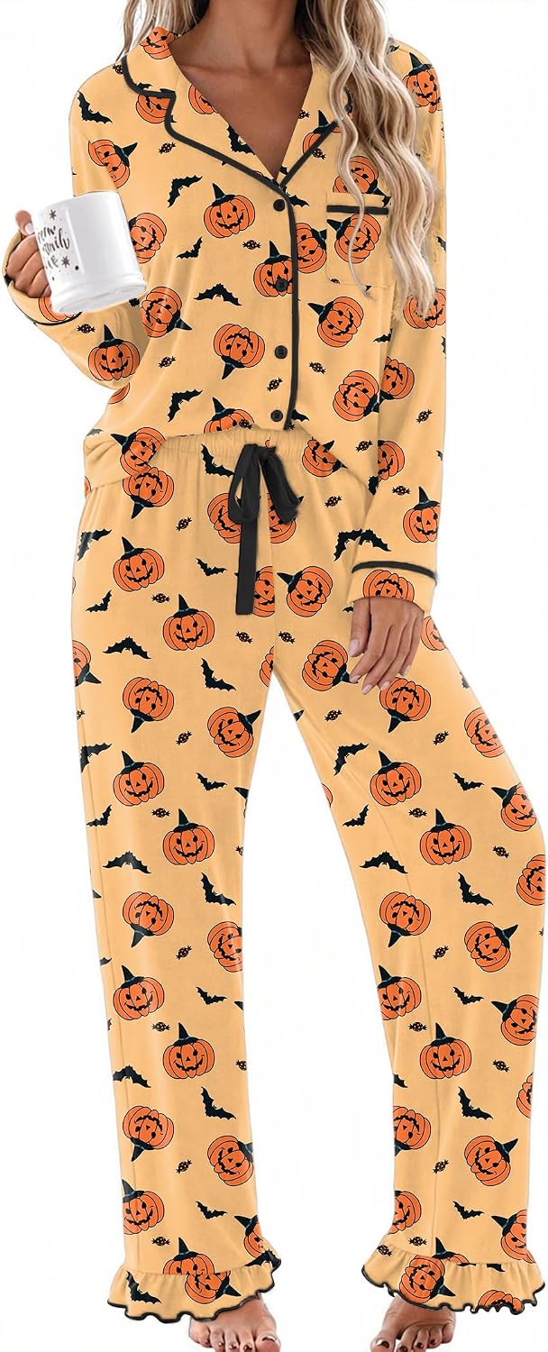 Detalle de Ekouaer Women's Pajama Set, Button-Down