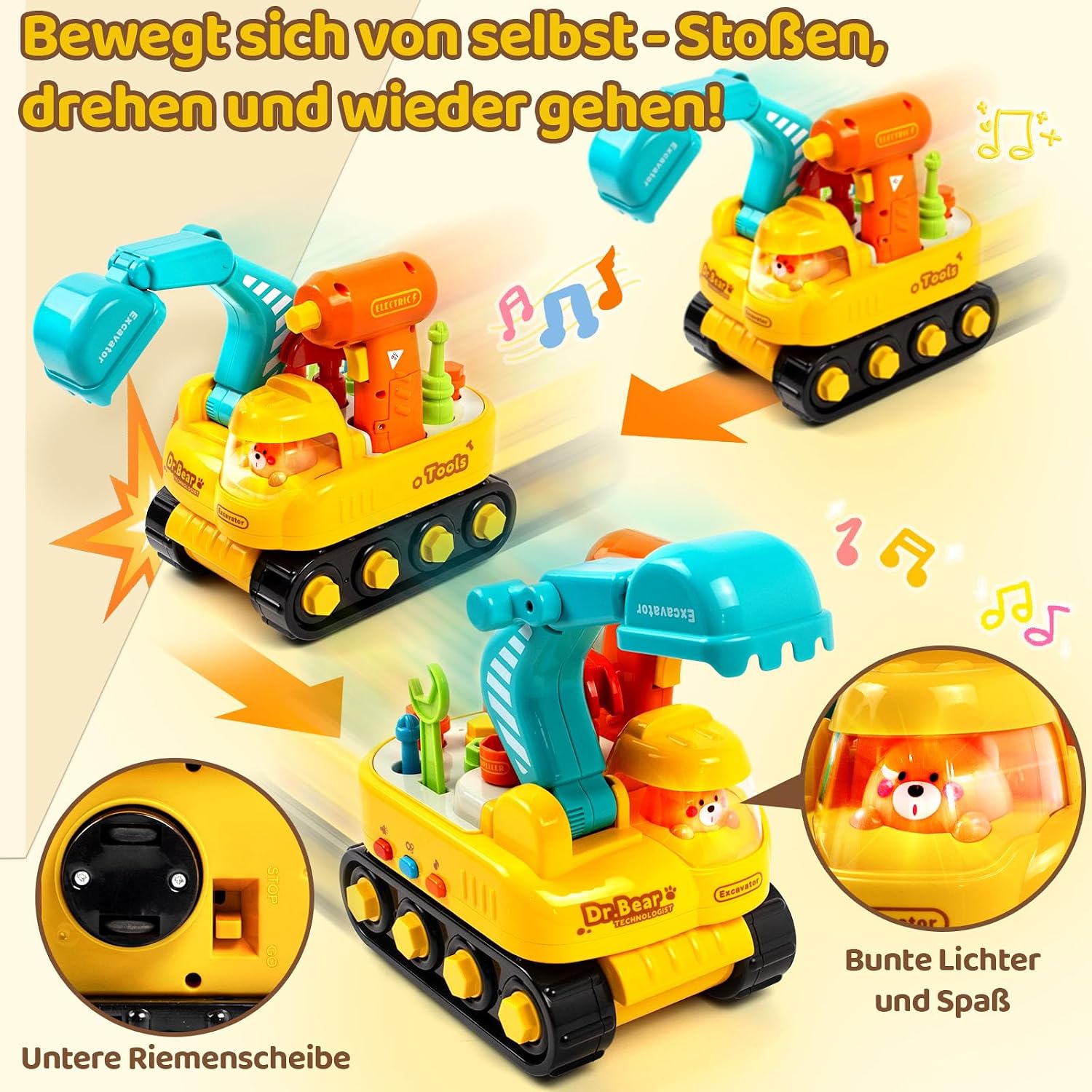 Thumbnail 2 de Toy for 2 Year Old with Electric Drill and Tools – Educational Excavator Toy by Dr. Bear