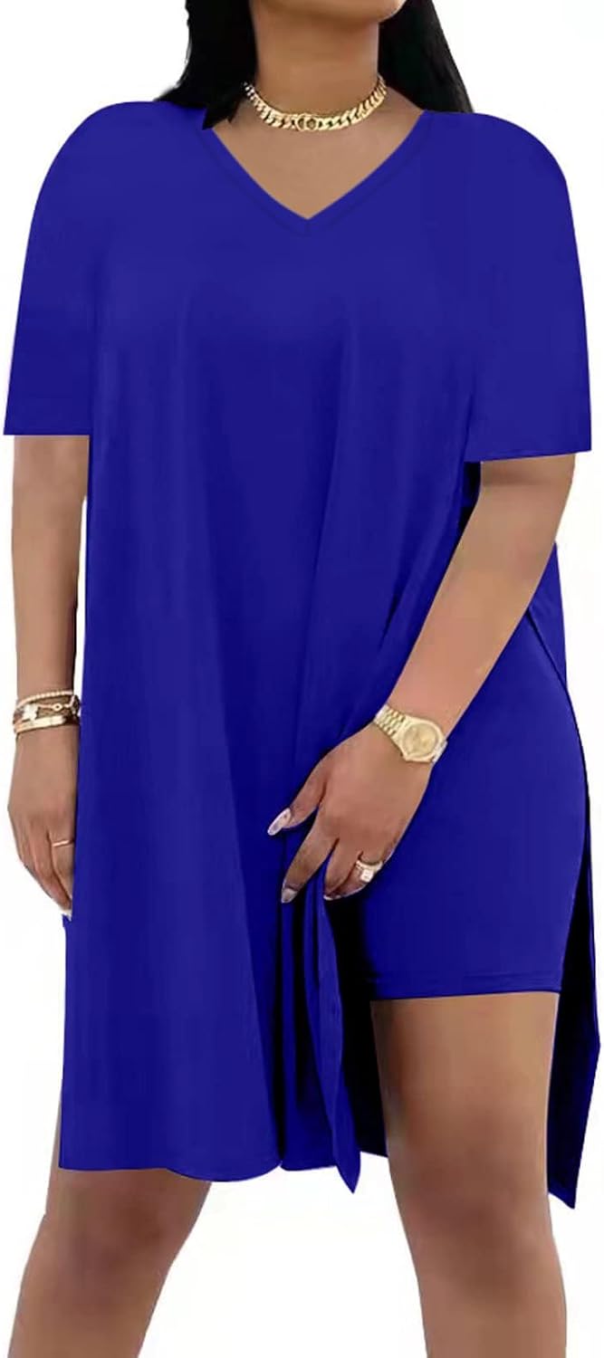 Detalle 1 de Difanlv Plus Size Women 2 Piece Outfits Shorts Sets | Comfortable, Trendy Two-Piece Set for Lounge or Light Activity