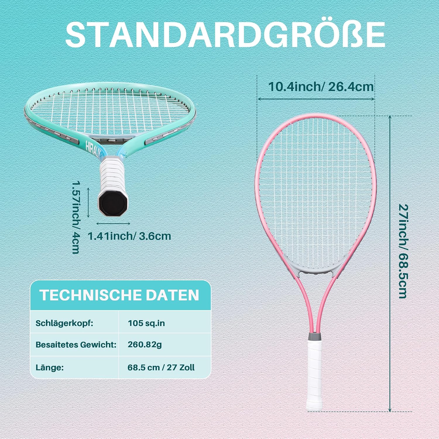 Thumbnail 4 de HIRALIY 27in Tennis Rackets Set