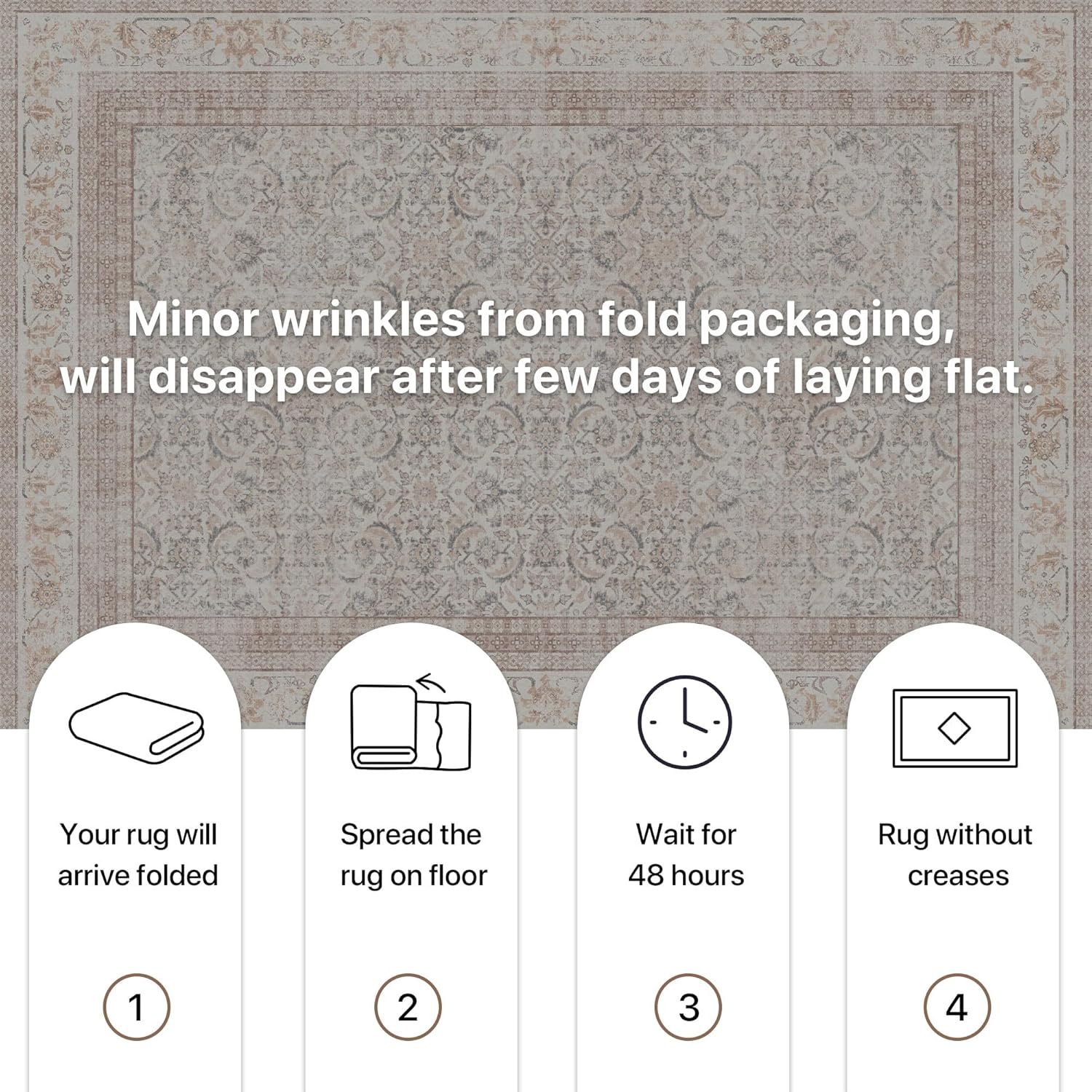 Thumbnail 4 de BEIMO 60x180cm Vintage Boho Area Rug – Non-Slip, Machine Washable, Short Pile in Beige